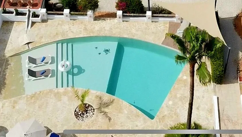 Super large walk in beach entry pool