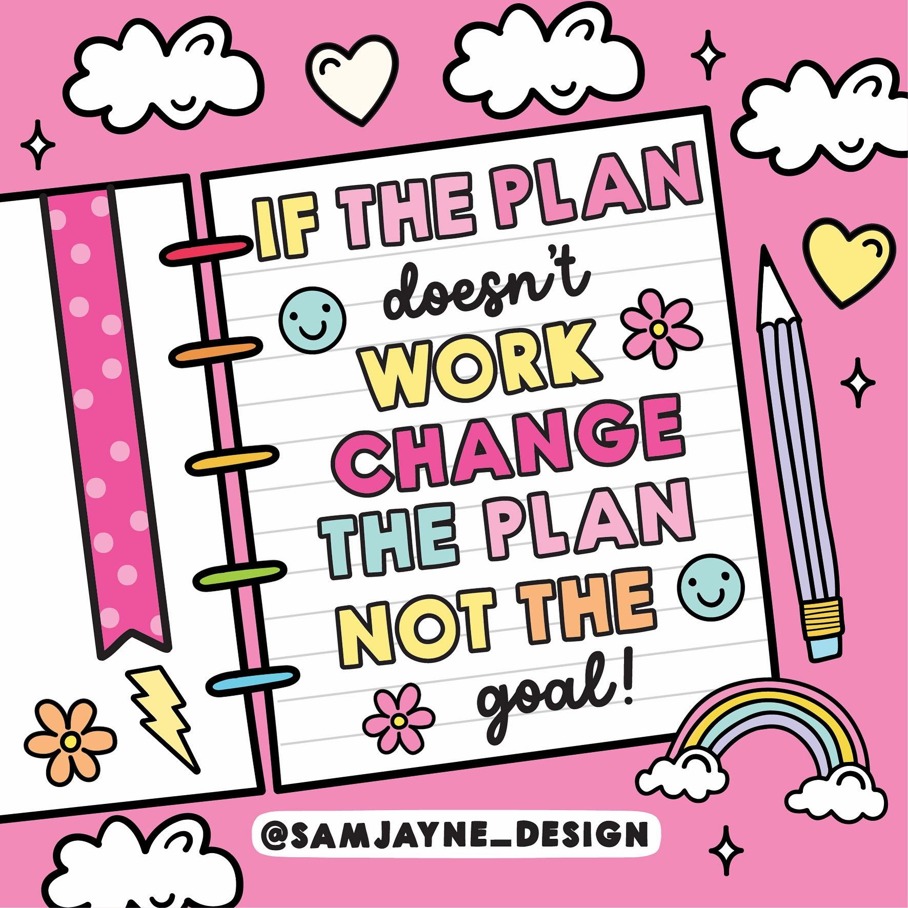 Don&rsquo;t be sad if your plan doesn&rsquo;t work there&rsquo;s always a way around it to reach your goal! 💖

#cuteartwork #groovyart #cuteartstyle #brightcolours #goodvibes #handlettering #motivationalart #digitalart #feelgoodart #adobecreative #d