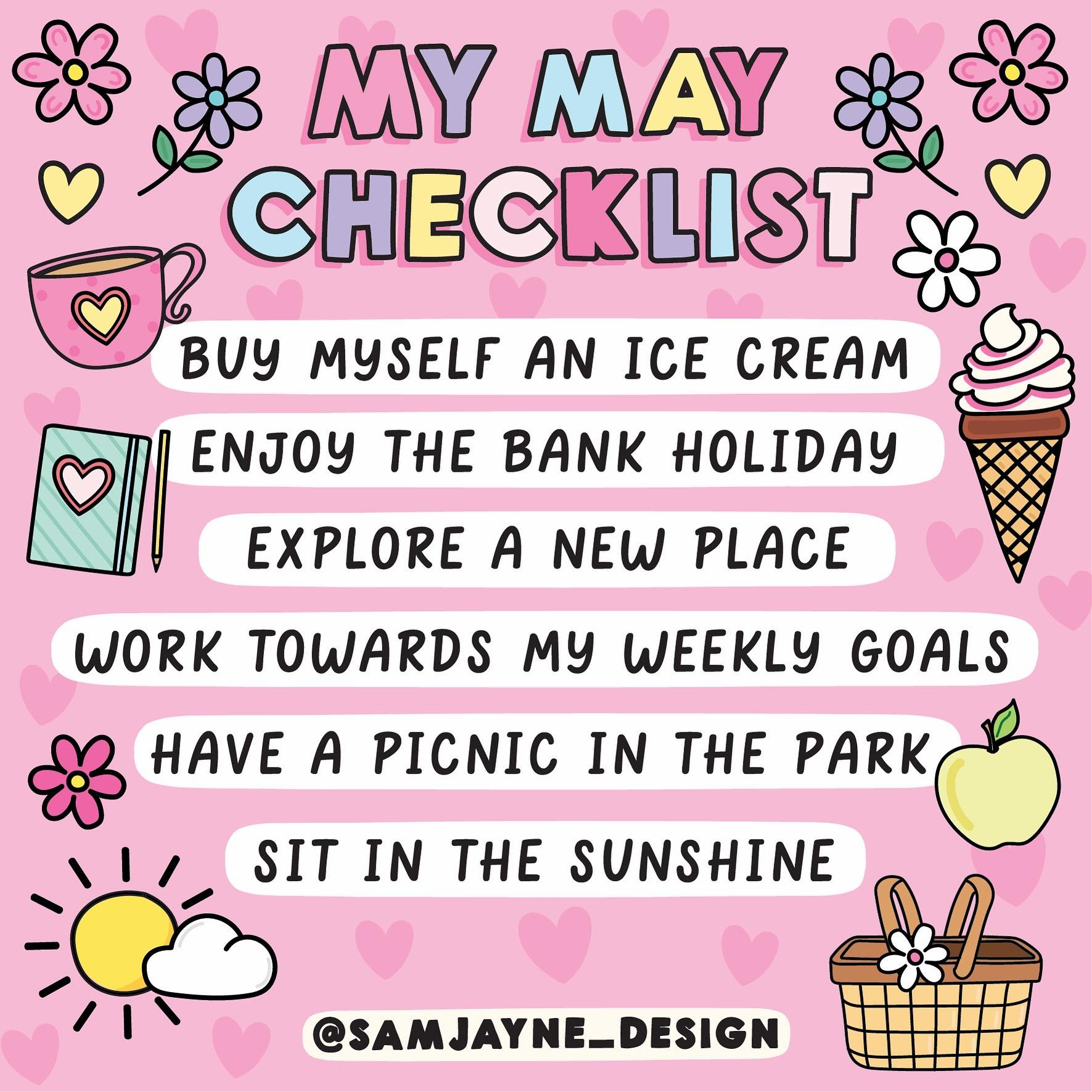 Hello May 💖 I can&rsquo;t believe we&rsquo;re in May already! This year seems to be flying by! 😊 I really hope May starts to bring us some warmer weather 🌤️🙏🏼 this is my May checklist. What are you going to get up to in May?

#cuteartwork #groov