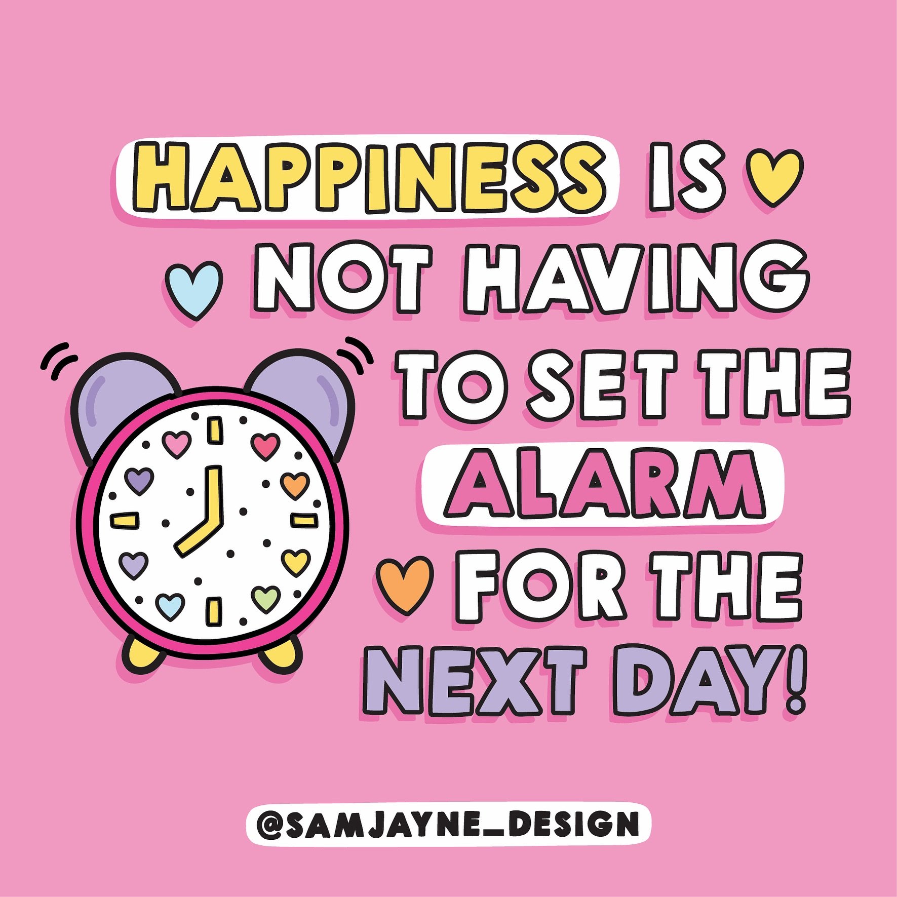 Happy Sunday evening! It&rsquo;s so good that we don&rsquo;t have to set an alarm tomorrow! 🥳🙌🏼 Hope you&rsquo;re all having a lovely weekend so far 😊

#cuteartwork #groovyart #cuteartstyle #brightcolours #goodvibes #handlettering #motivationalar