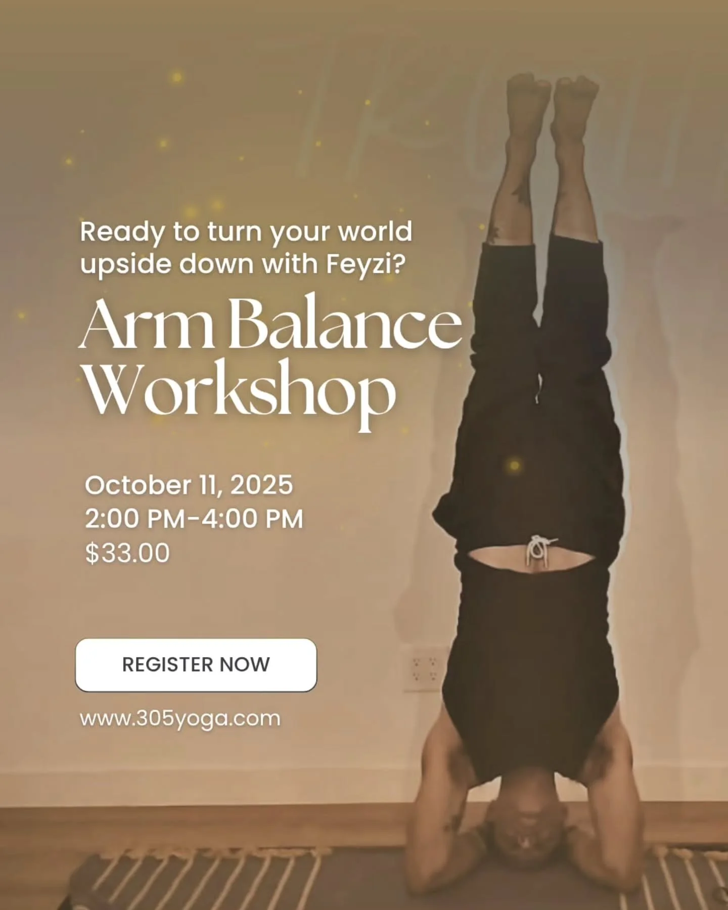 Last call for flight! 🚨 Our Arm Balancing Workshop with Feyzi @callfeyzi is happening TODAY! 
.
.
Don't miss this chance to learn from the best and take your practice to new heights. 
.
.
Sign up now before it's too late! ⏰ 

#yoga 
#armbalance 
#wo