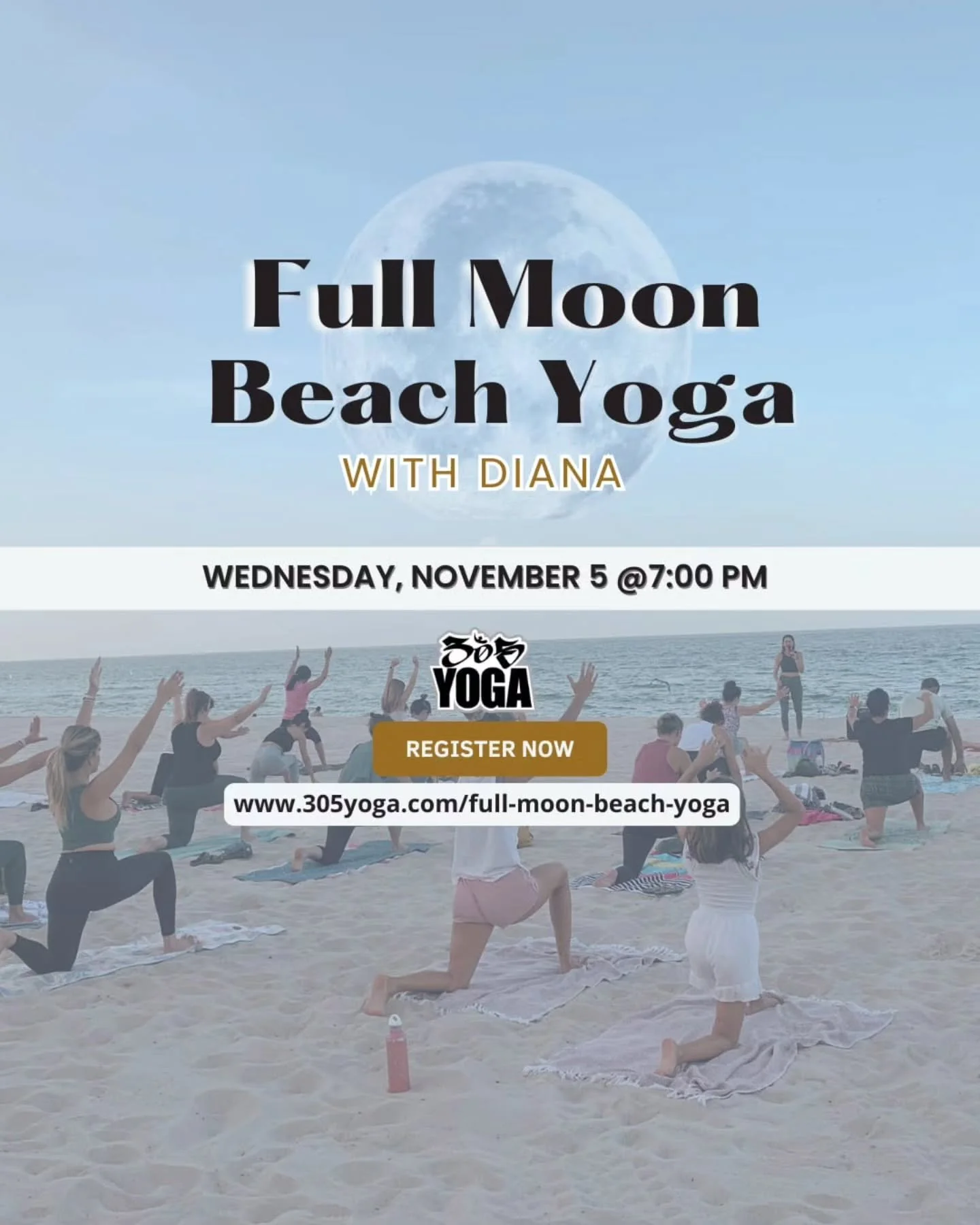 🌊 &ldquo;Your Mat is Sand. Your Playlist is the Ocean.&rdquo;
.
.
Join Diana this Nov. 5 for a mystical immersion of the transformative full moon, beauty of the beach and inner journey of yoga. 
.
.
All levels welcome, zero judgment, just raw, radia