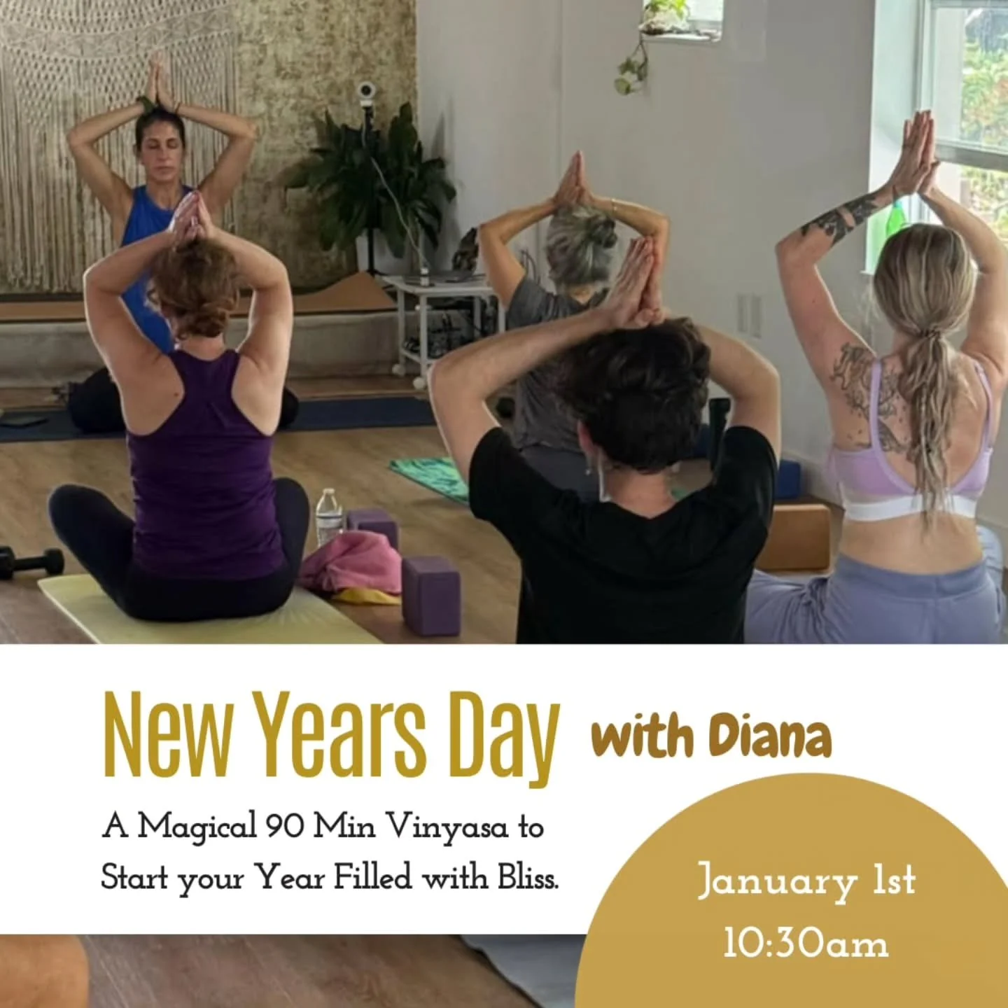 ✨ MAGICAL NEW YEAR'S DAY VINYASA ✨
.
.
Start 2026 in pure bliss with a transformative 90-minute Vinyasa flow designed to awaken your body, calm your mind, and set radiant intentions for the year ahead!

✅ Current members: Your practice is included in