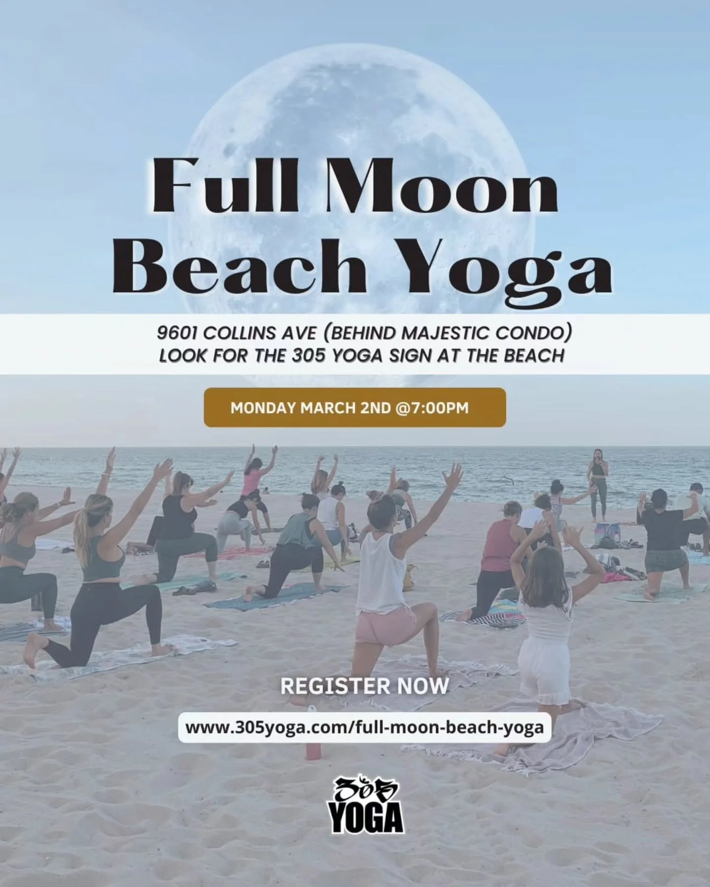 🌕✨ Full Moon Beach Yoga &mdash; Monday, March 2 with @here2behuman108 ✨🌊
.
.
Sometimes we just need a pause&hellip; a moment to breathe, to slow down, and to reconnect with ourselves. 
.
.
Under the glow of the full moon, with the sound of the wave