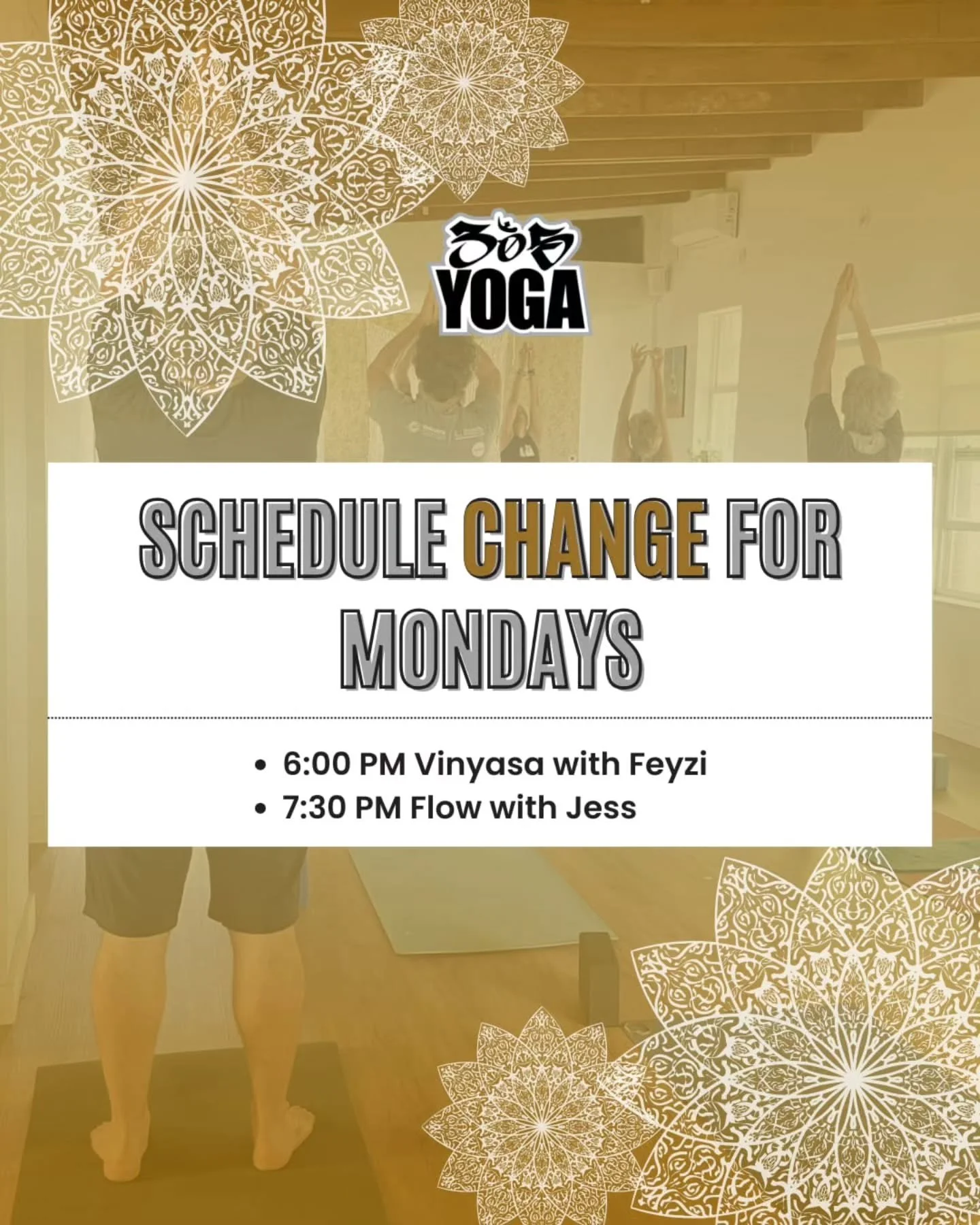 📢 MONDAY SCHEDULE UPDATE! 🧘✨

We&rsquo;ve adjusted our Monday evening class line-up! Come move, breathe and flow with us:
➡️ 6:00 PM | Vinyasa with Feyzi
➡️ 7:30 PM | Flow with Jess
.
.
Save this post, set your reminders and we&rsquo;ll see you on 