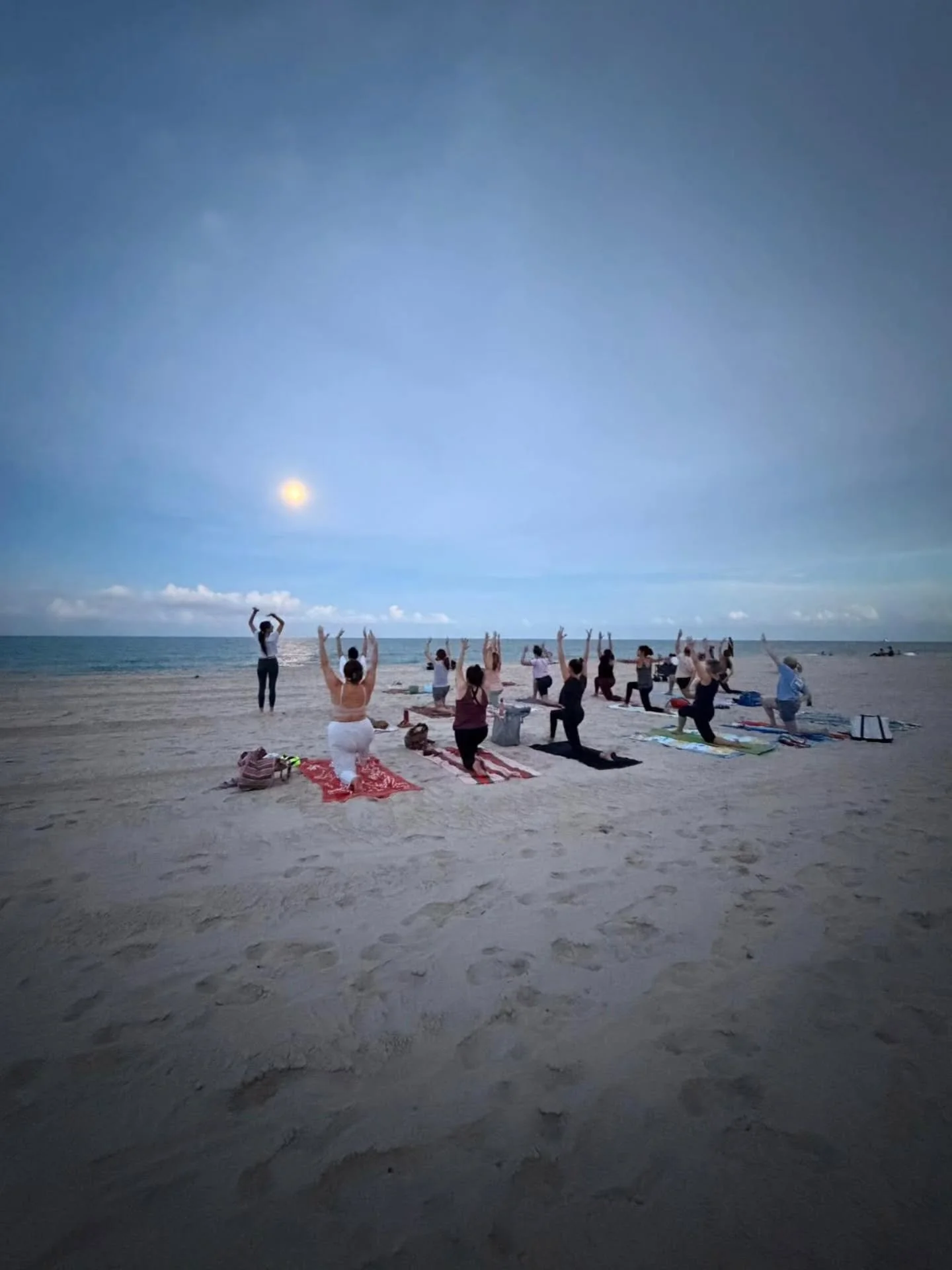 🌕✨ Full Moon Beach Yoga &mdash; Tomorrow ✨🌊
.
.
Breathe in the ocean air, move with the rhythm of the waves, and flow under the glow of the full moon.
.
.
This is your moment to pause, release, and reconnect&mdash;body, mind, and soul.
.
.
✨ Gentle