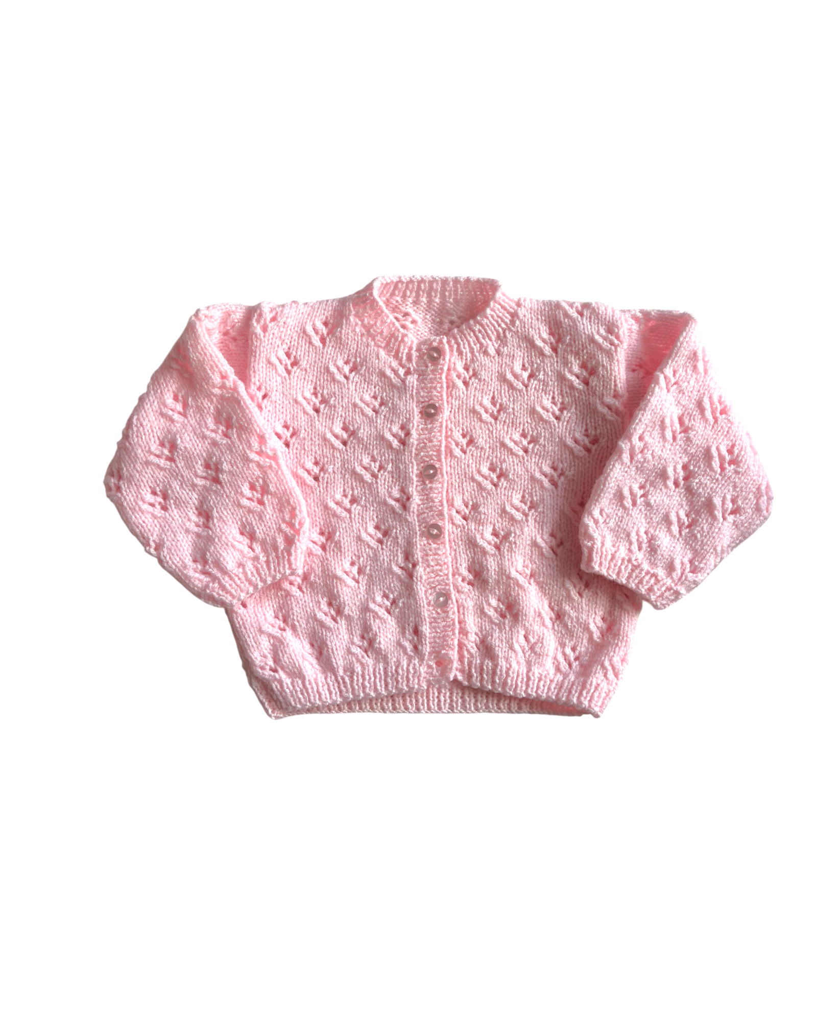 Personalised Pink hand knitted cardigan 12-18 months