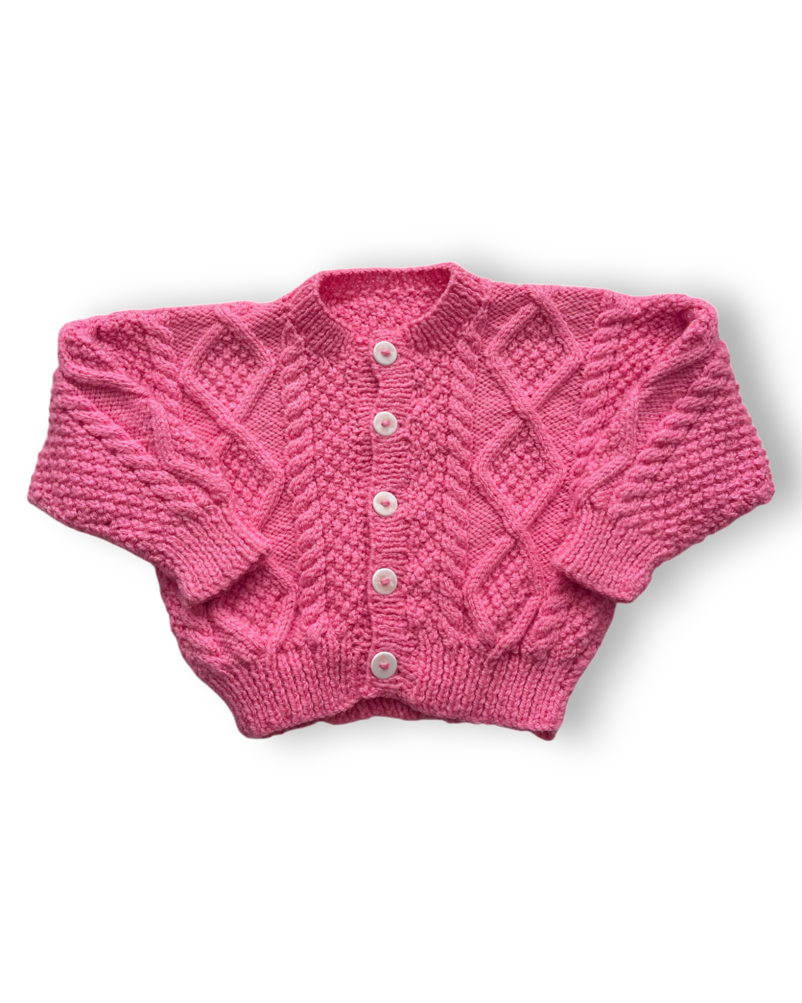 Personalised Pink hand knitted cardigan 1-2 years