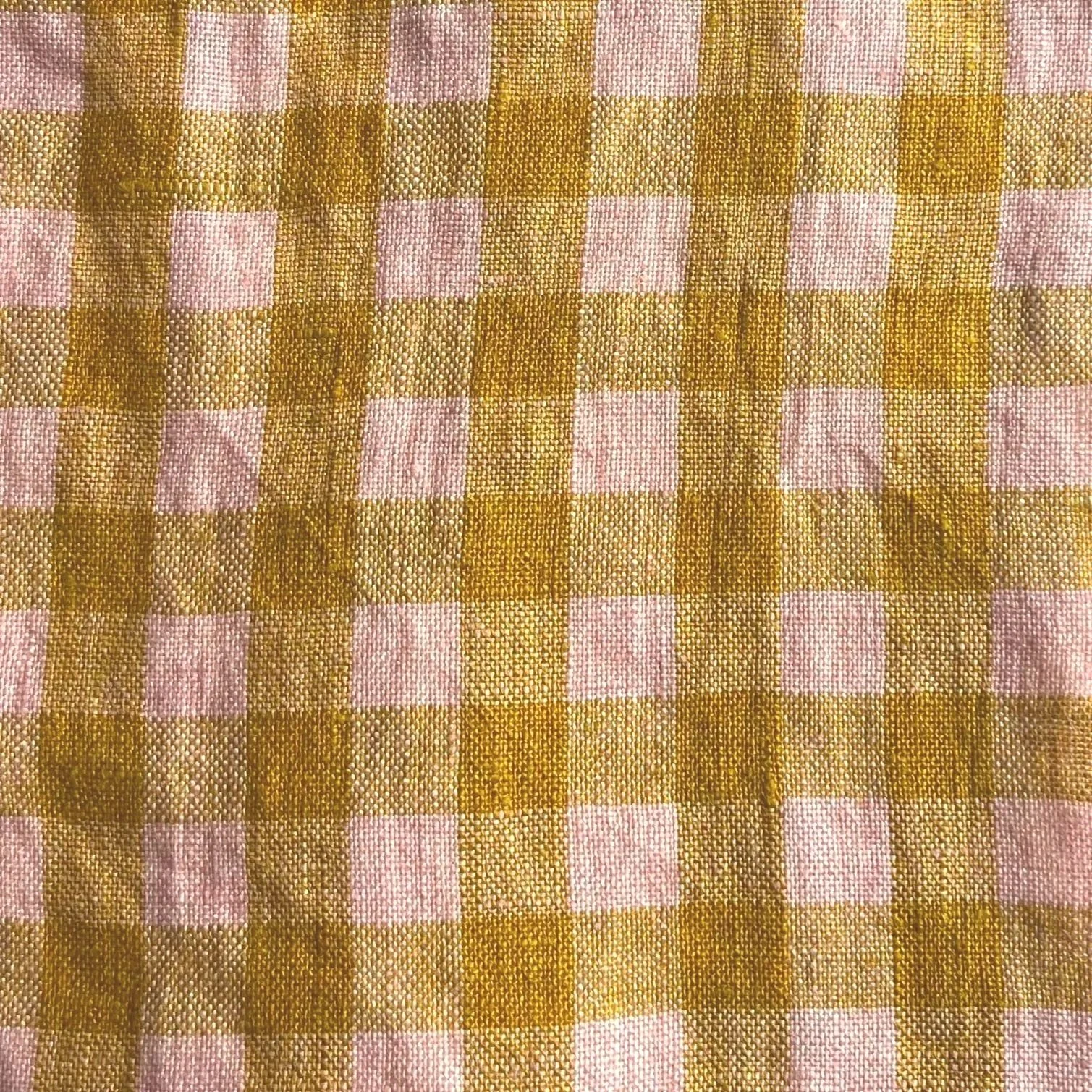 10.Pink & Mustard linen Gingham