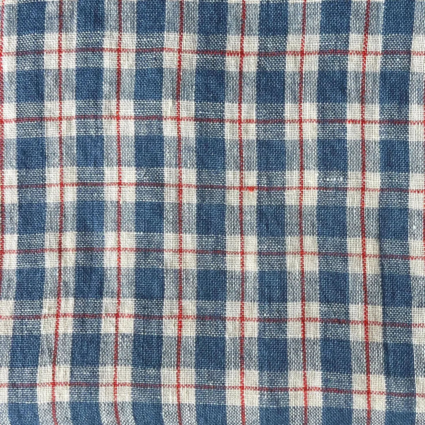 6.Blue & Red Gingham Linen