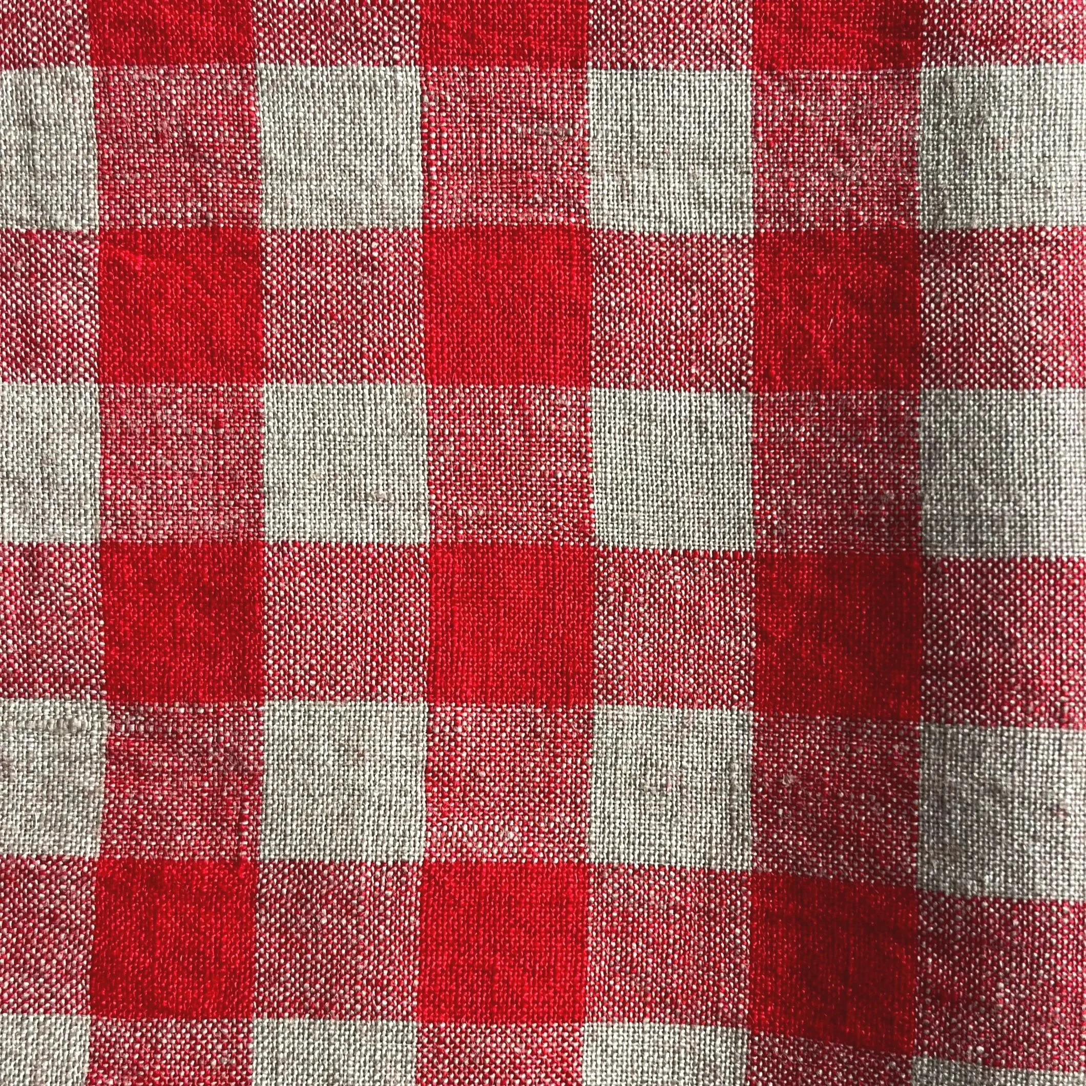 3.Red & Beige Linen Gingham