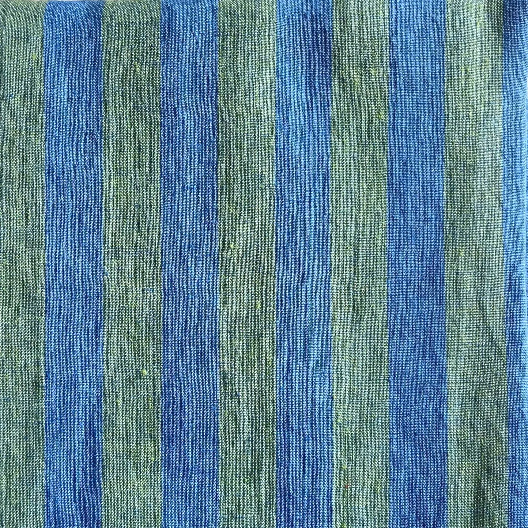 2.Sage Green & Blue linen Stripe