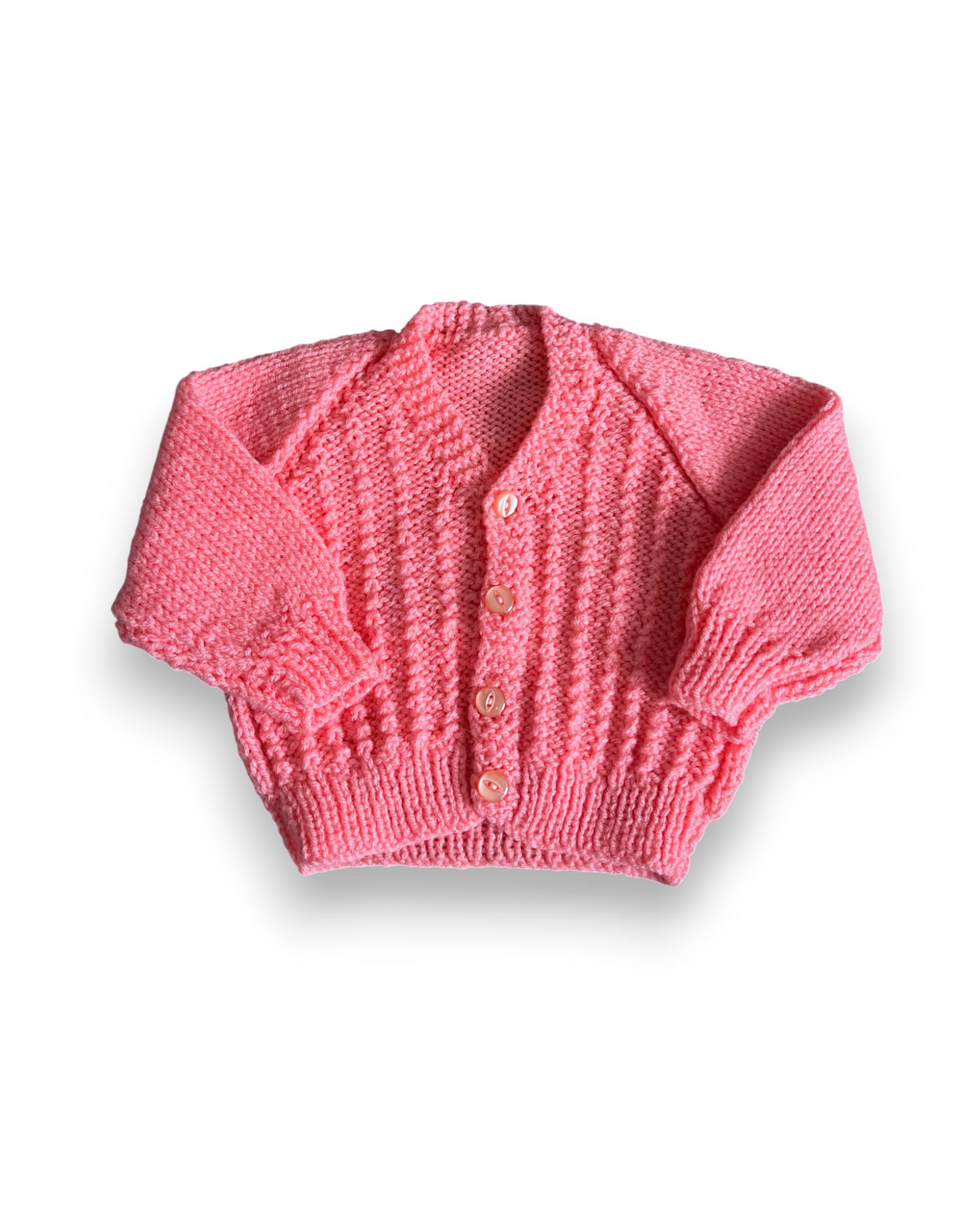 Personalised Pink hand knitted cardigan 0-3 Months
