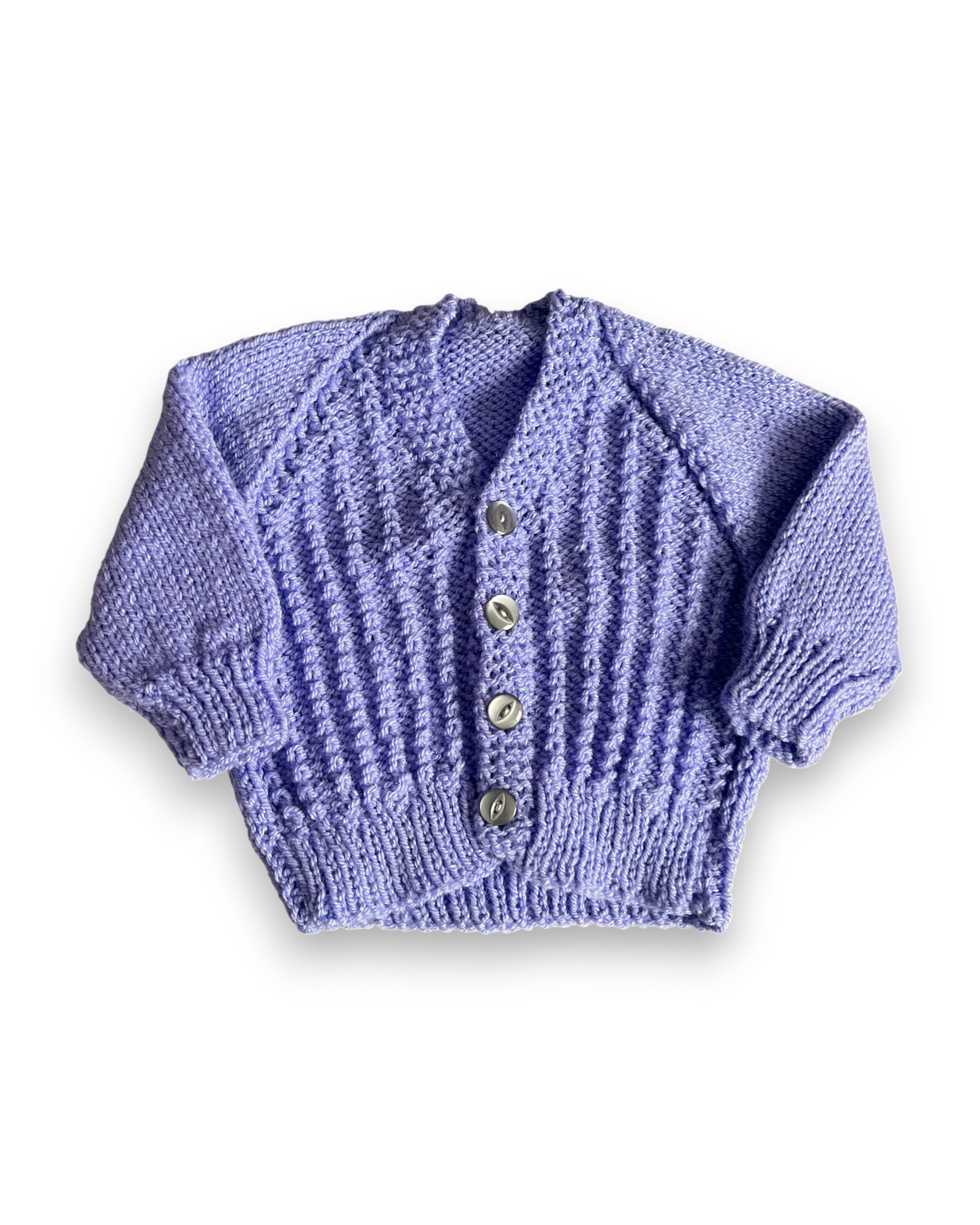 Personalised Lilac hand knitted cardigan 0-4 months
