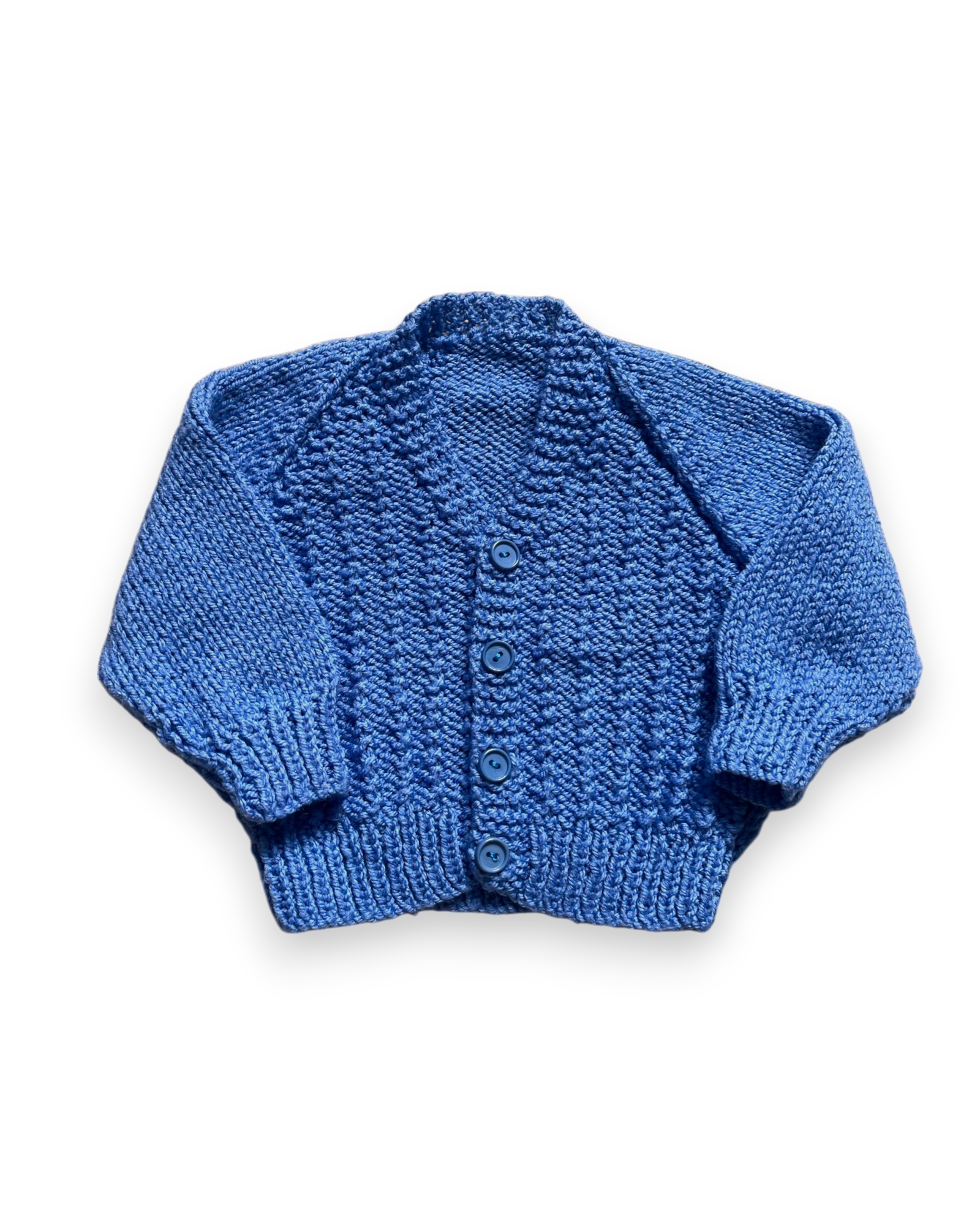 Personalised Blue hand knitted cardigan 0-3 months