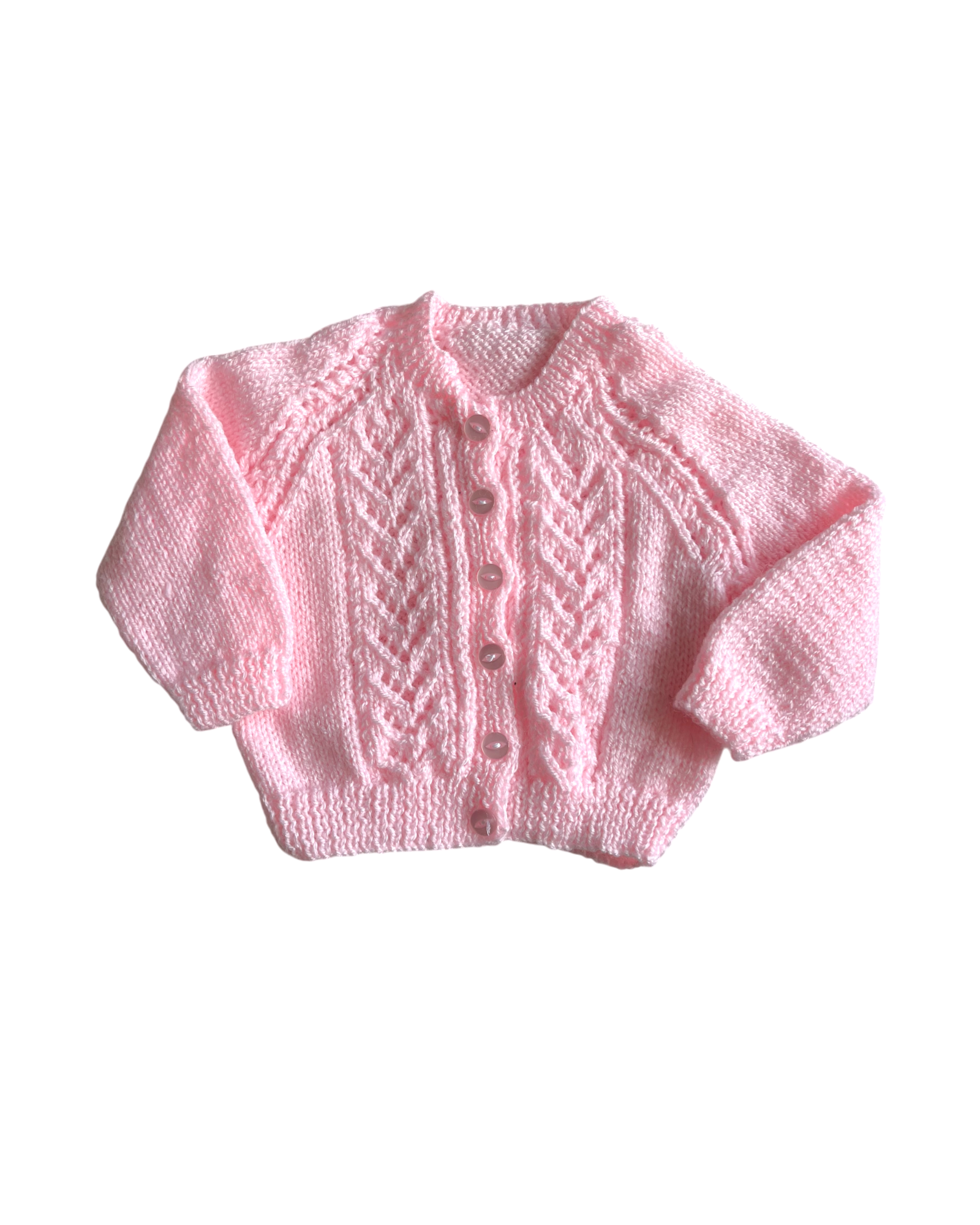Personalised Pink hand knitted cardigan  6-12 months