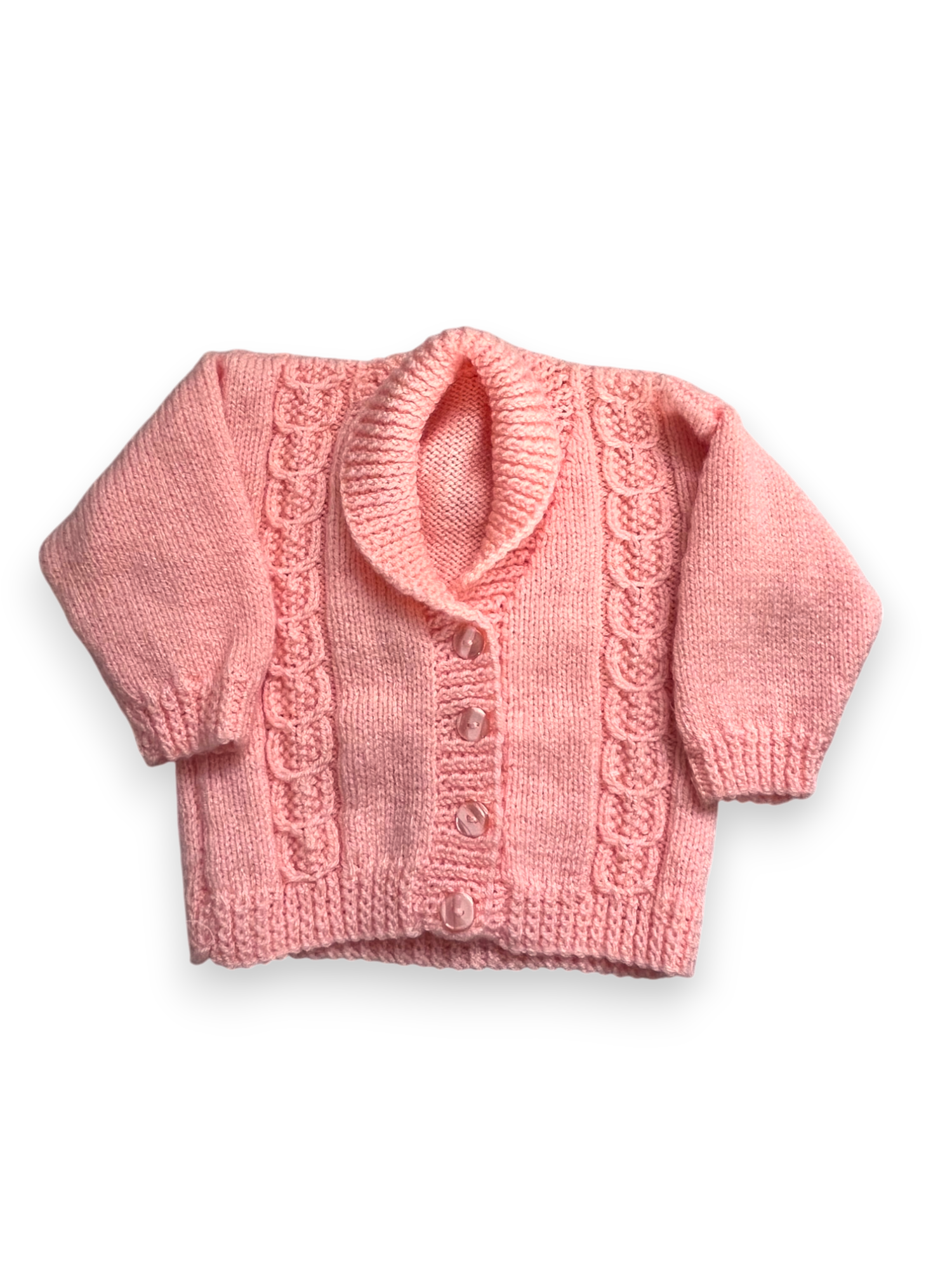 Personalised Peach hand knitted cardigan 3-6 months