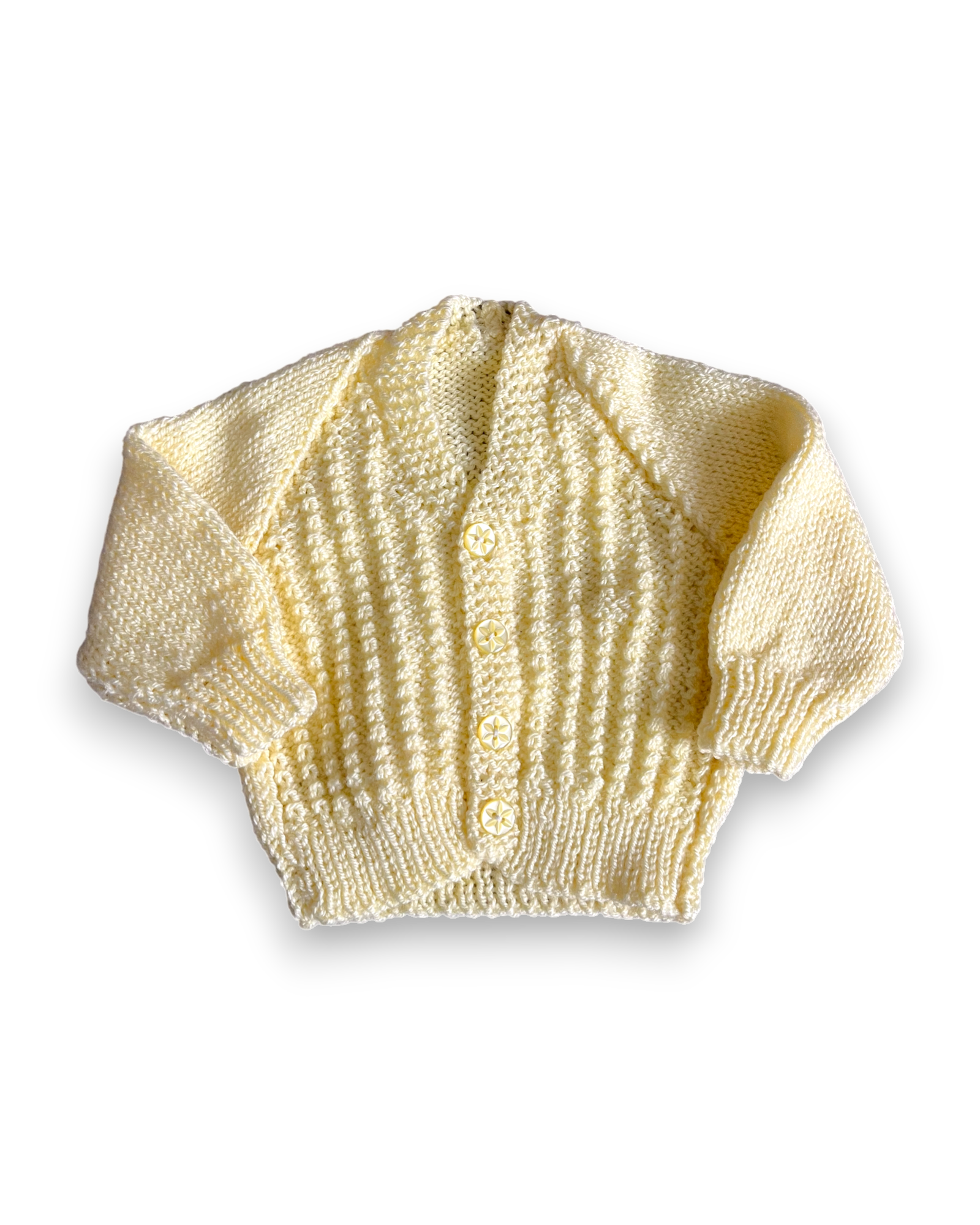Personalised Buttermilk yellow hand knitted cardigan 0-3 Months