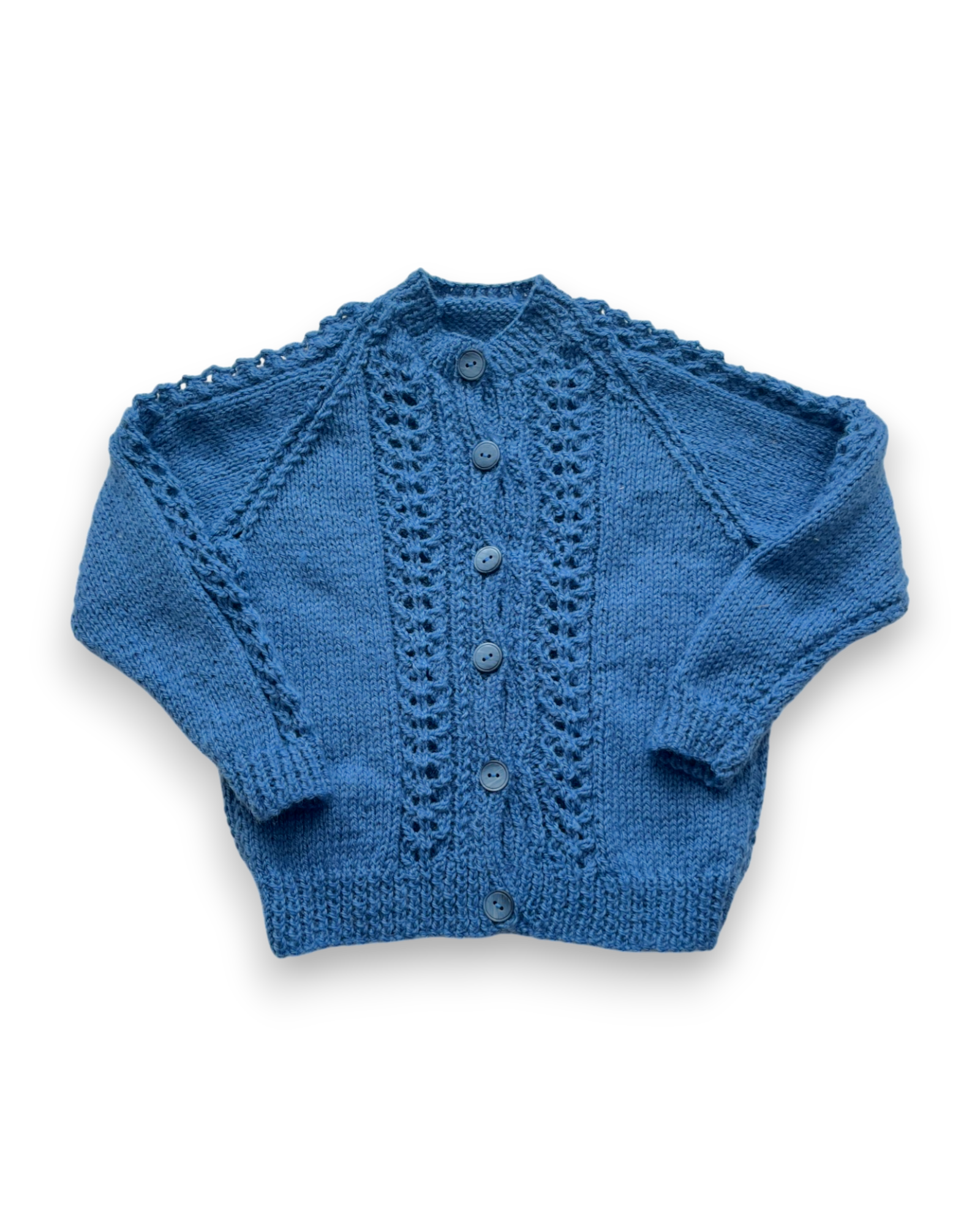 Personalised Blue hand knitted cardigan 6-12 months