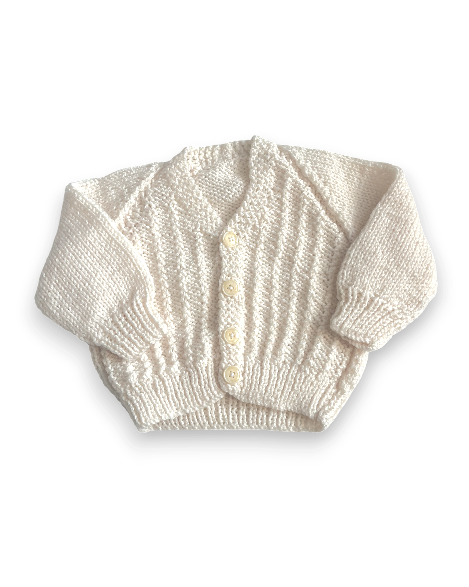 Personalised Cream hand knitted cardigan 0-3 Months