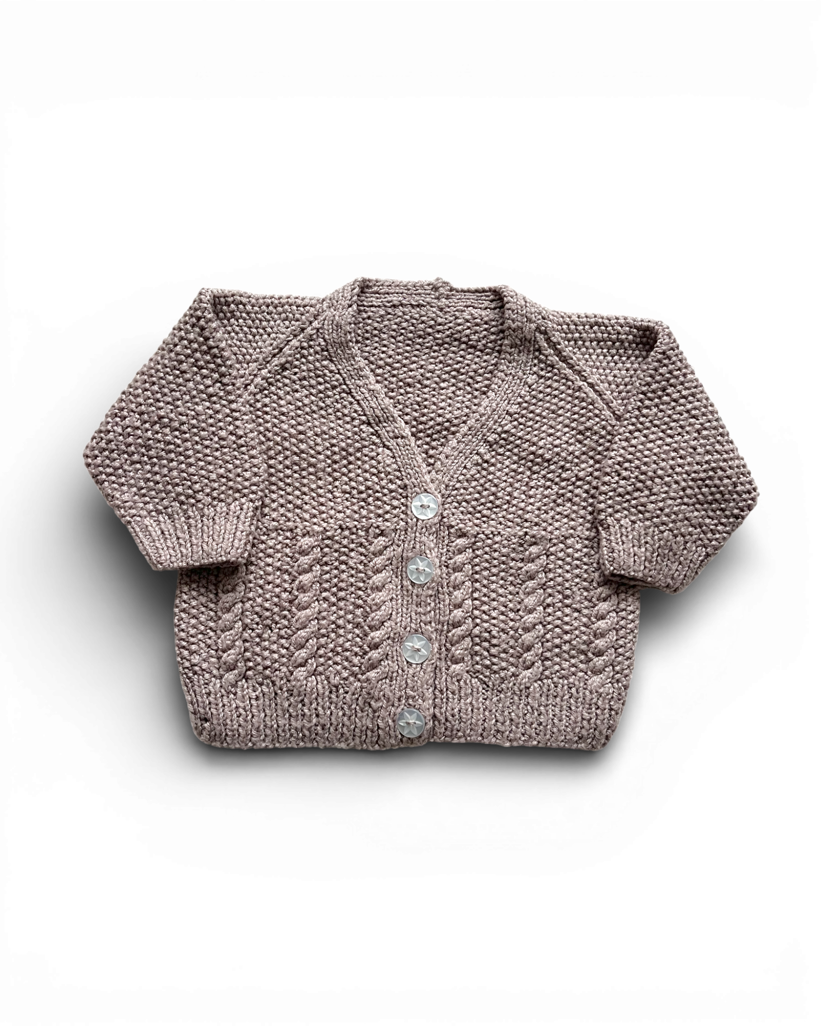 Personalised Brown hand knitted cardigan 3-6 months