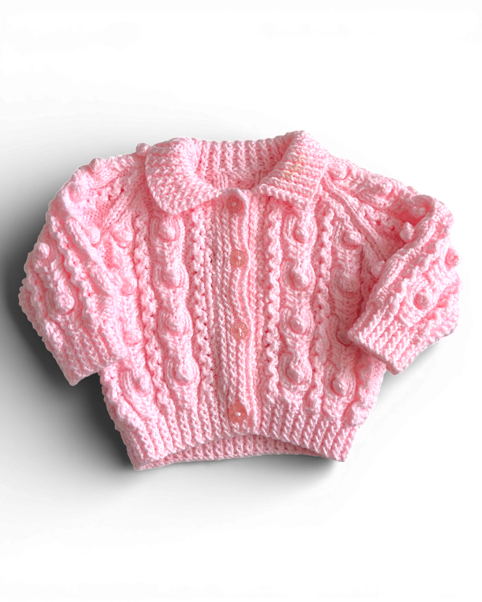 Personalised Pink hand knitted cardigan 6-12 month