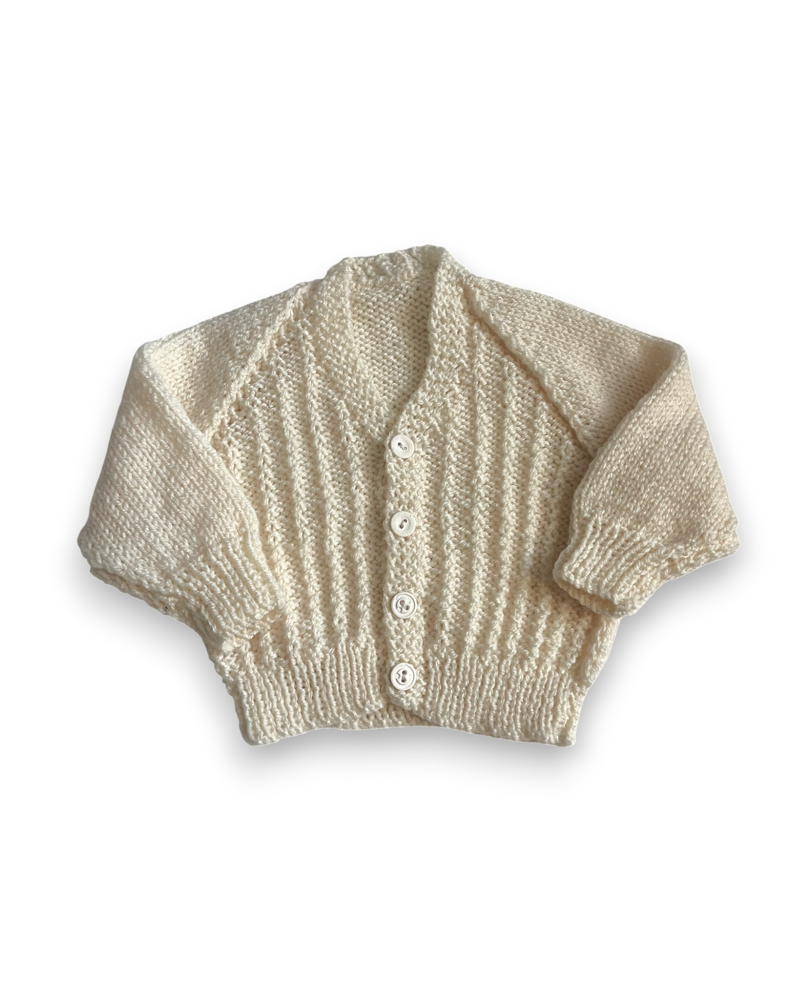 Personalised Cream hand knitted cardigan 0-3 Months
