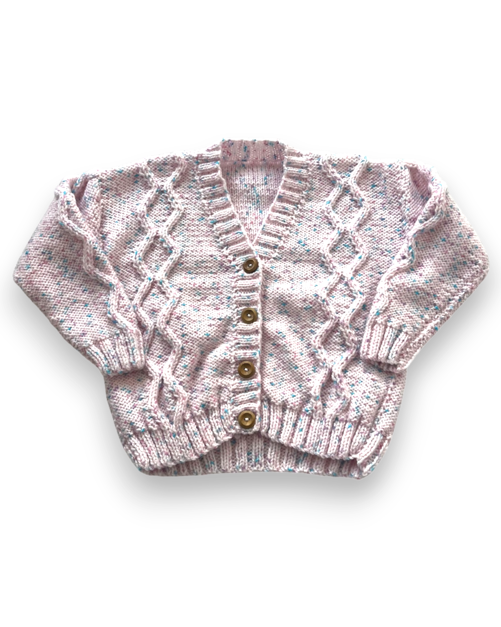 Personalised Pastel mix hand knitted cardigan 2-3 years