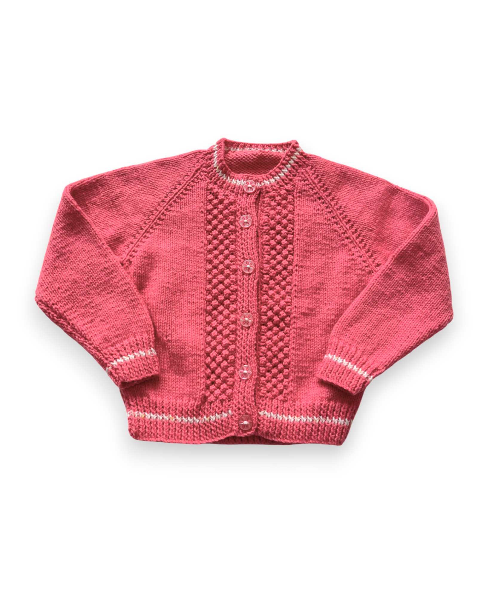 Personalised pink hand knitted cardigan 2-3 years