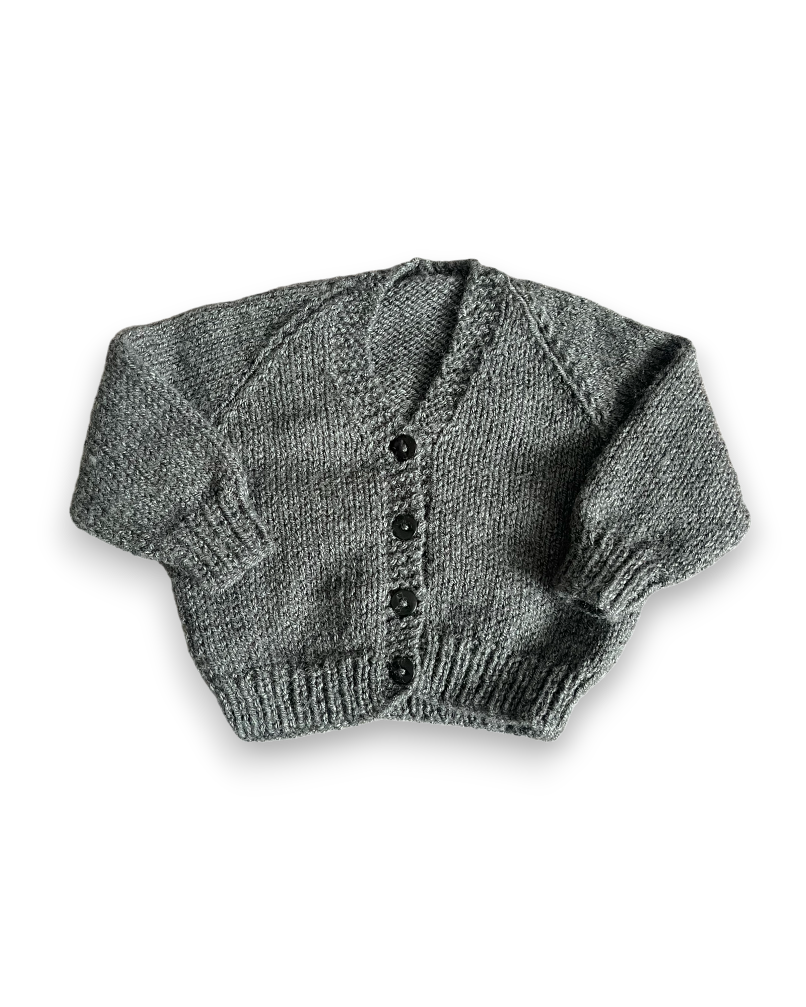 Personalised Grey hand knitted cardigan 0-3 months