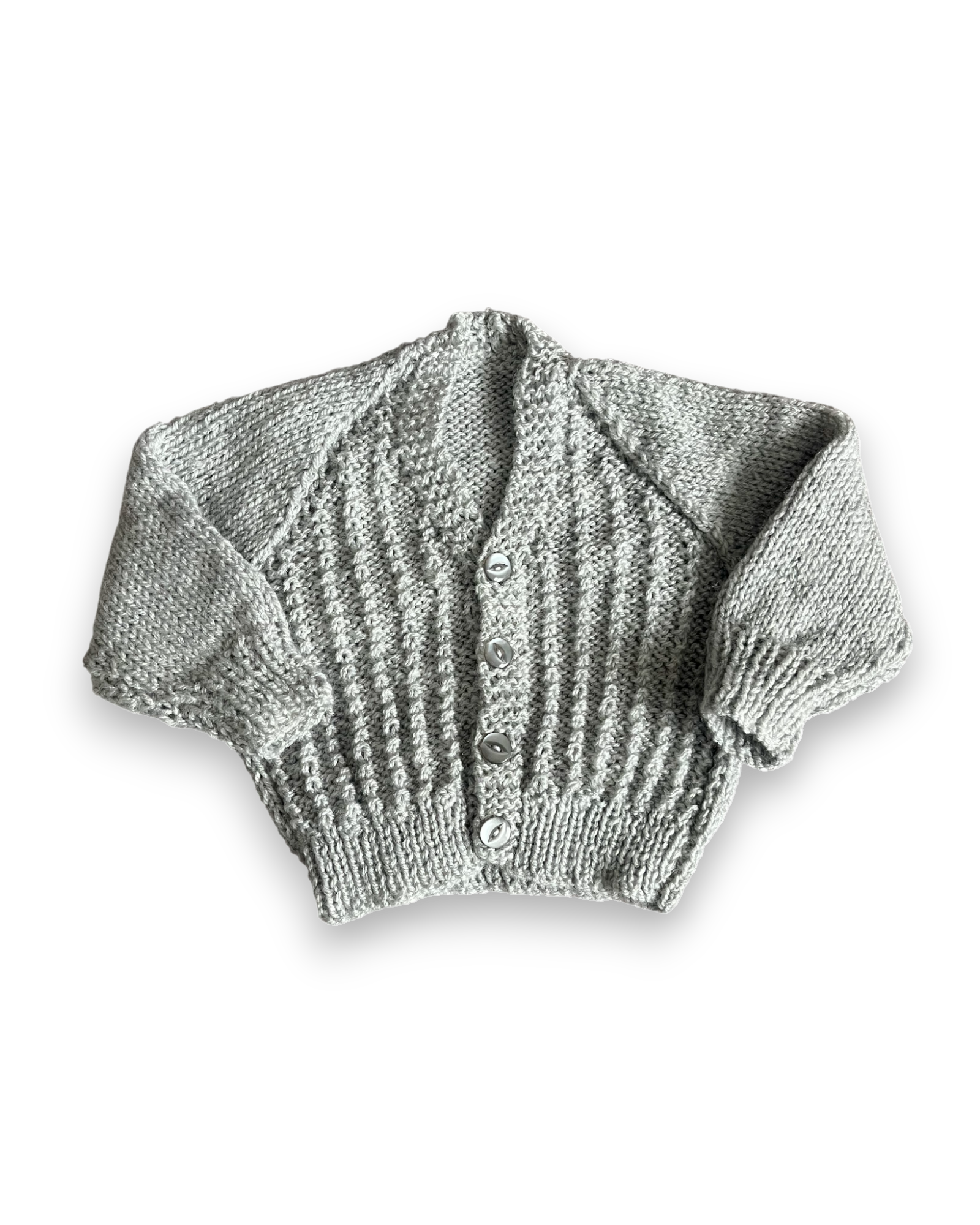 Personalised Grey hand knitted cardigan 0-3 months