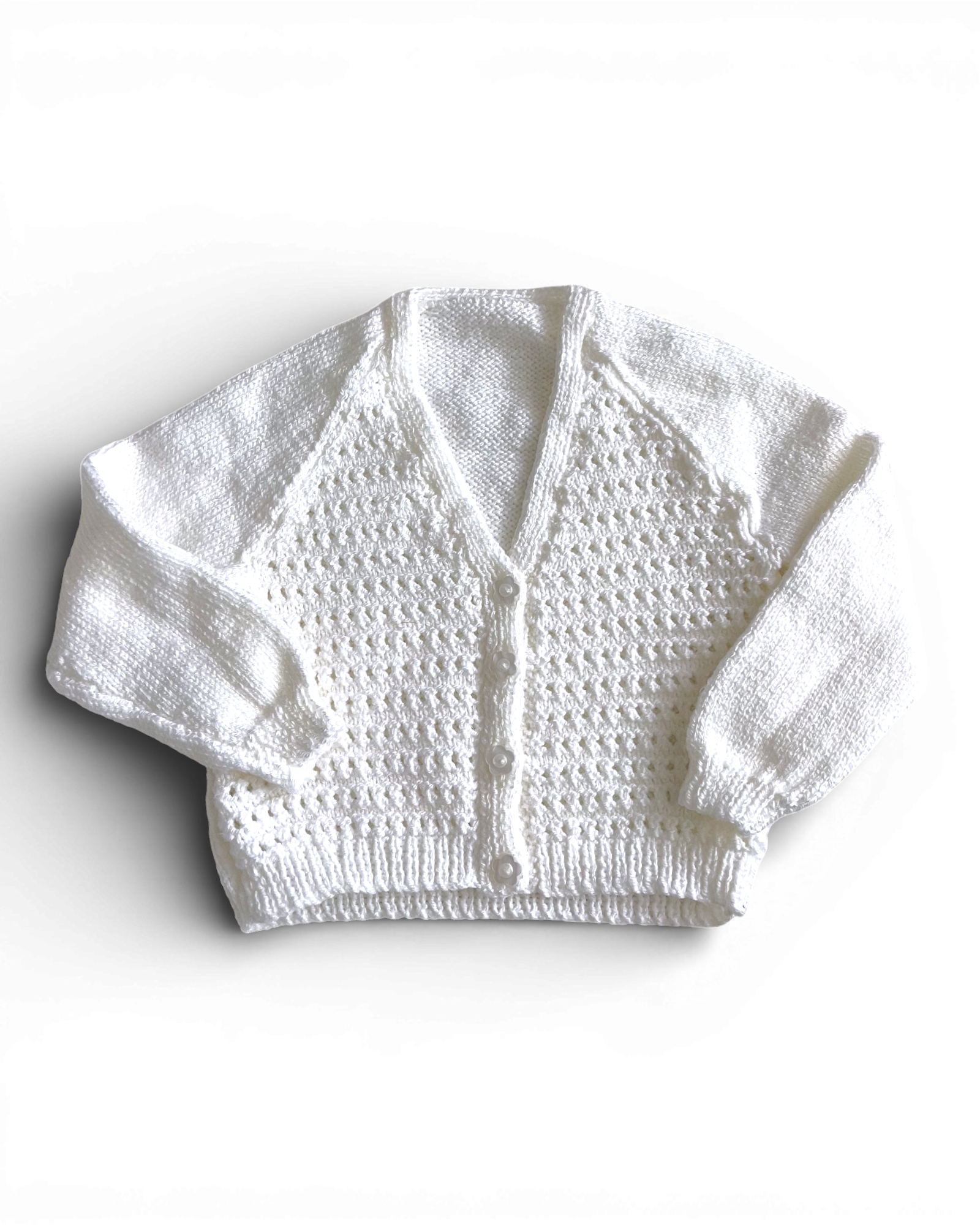 Personalised white hand knitted cardigan 6-12 months