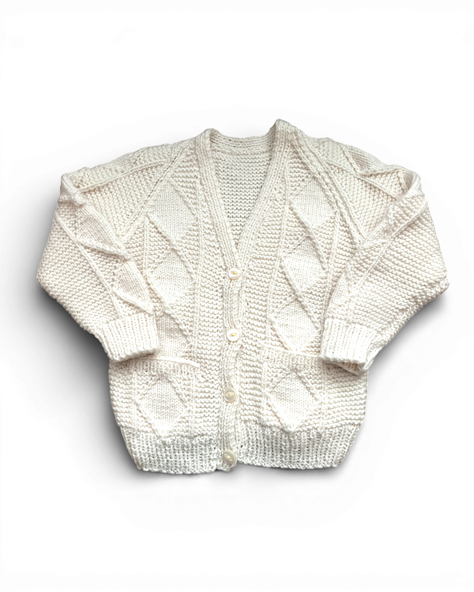 Personalised Cream hand knitted cardigan 5-7 years