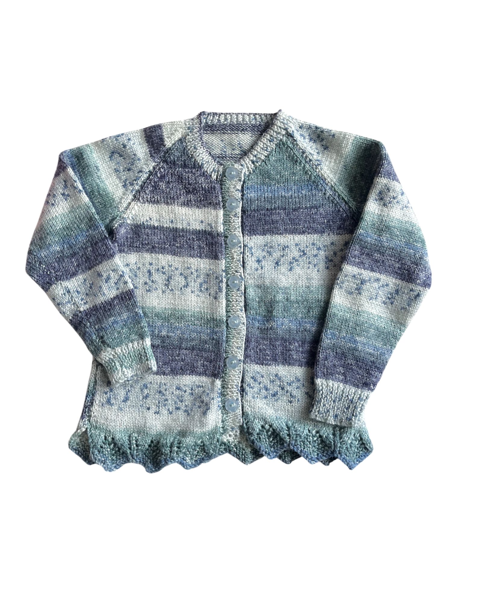 Personalised Blue mix hand knitted cardigan 3-5 years