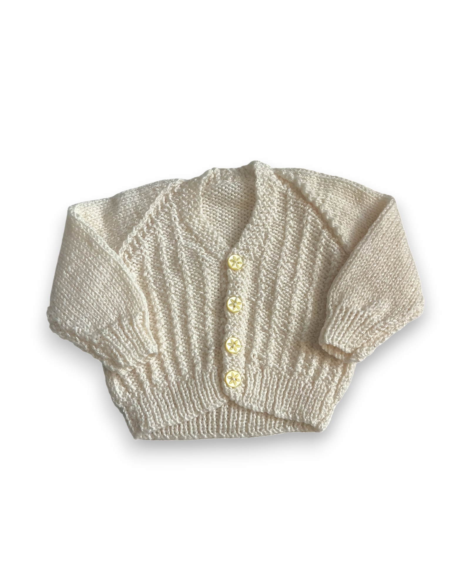 Personalised Cream hand knitted cardigan 0-3 Months