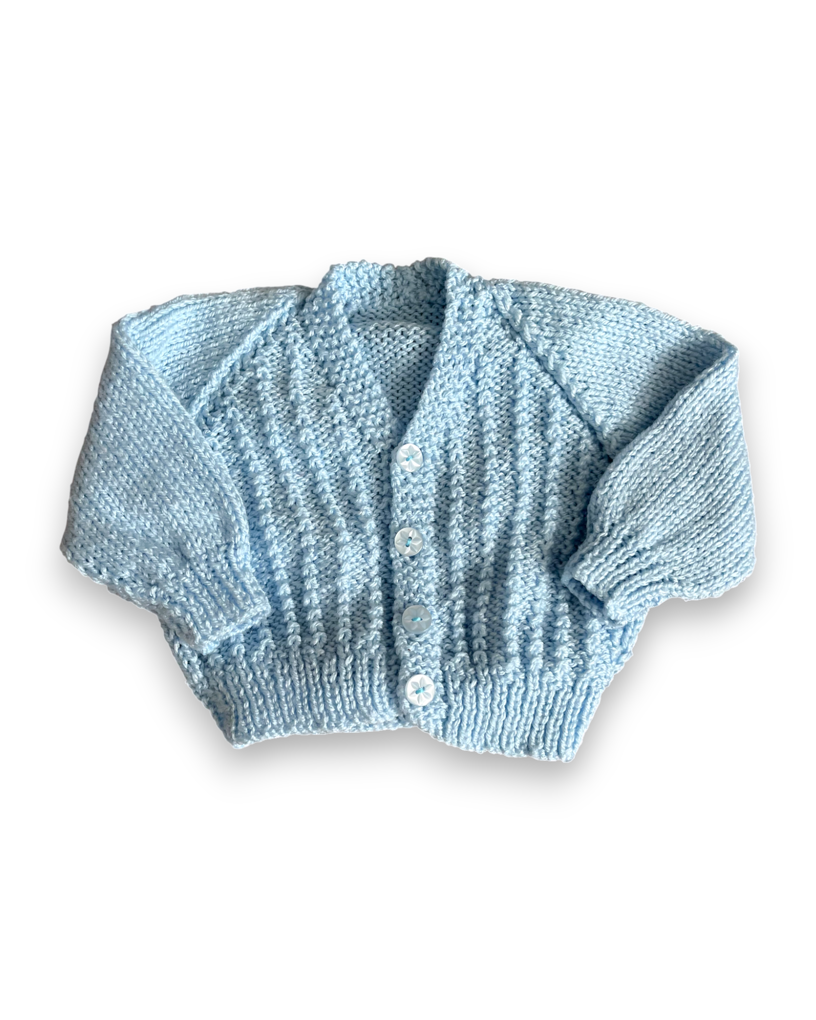 Personalised Blue hand knitted cardigan 0-3 months