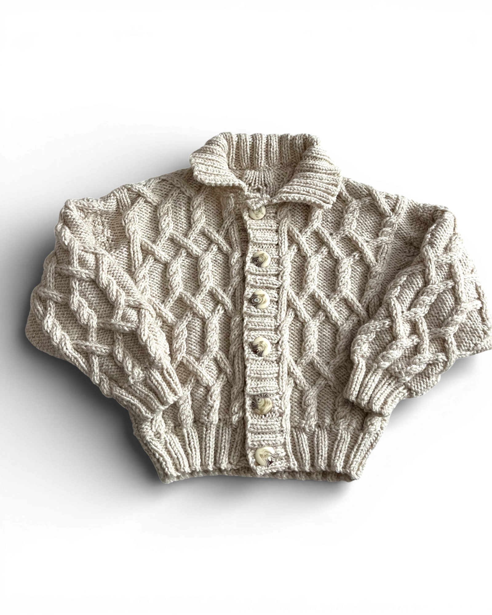Personalised Beige hand knitted cardigan 3-5 years