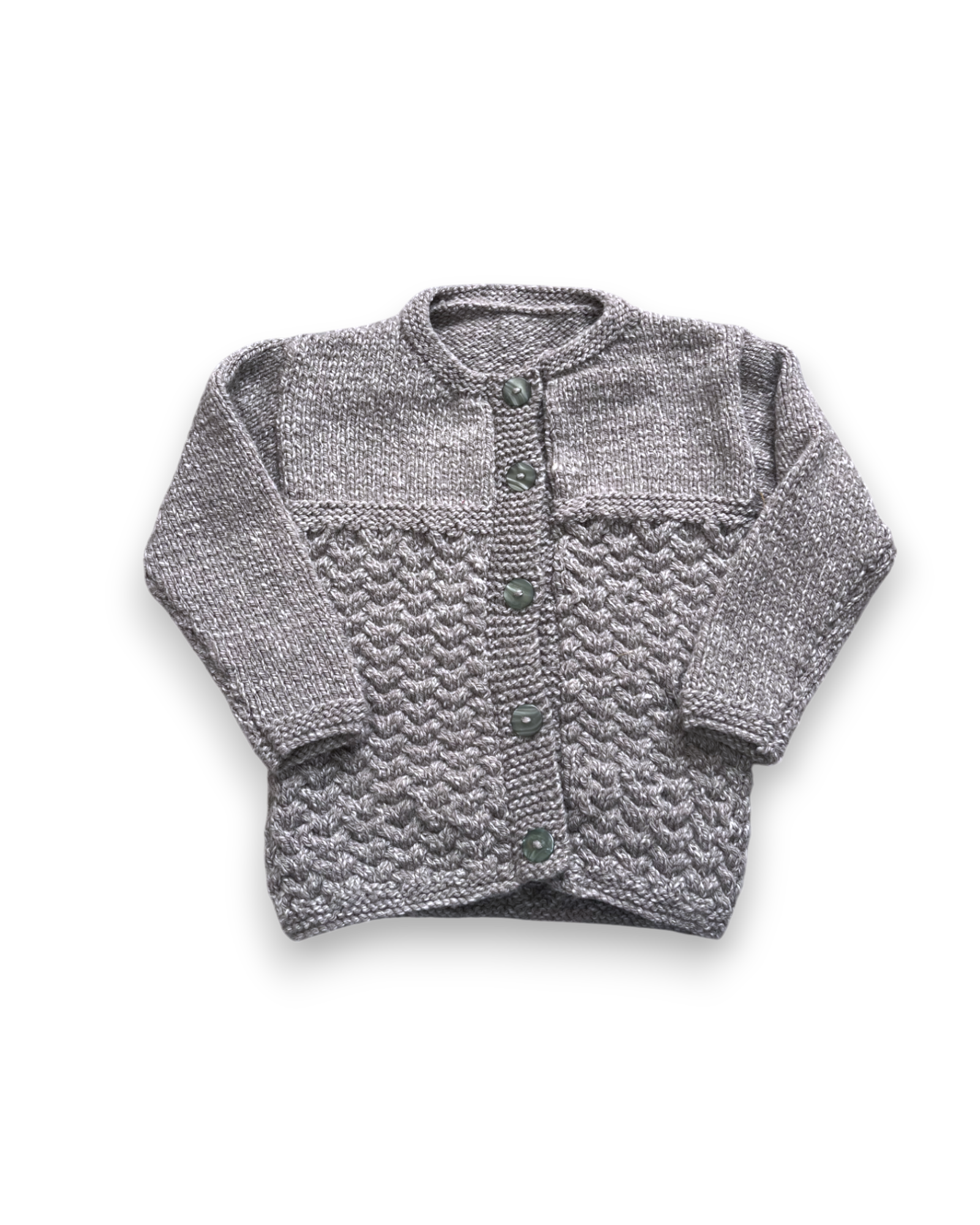 Personalised Grey hand knitted cardigan 3-4years