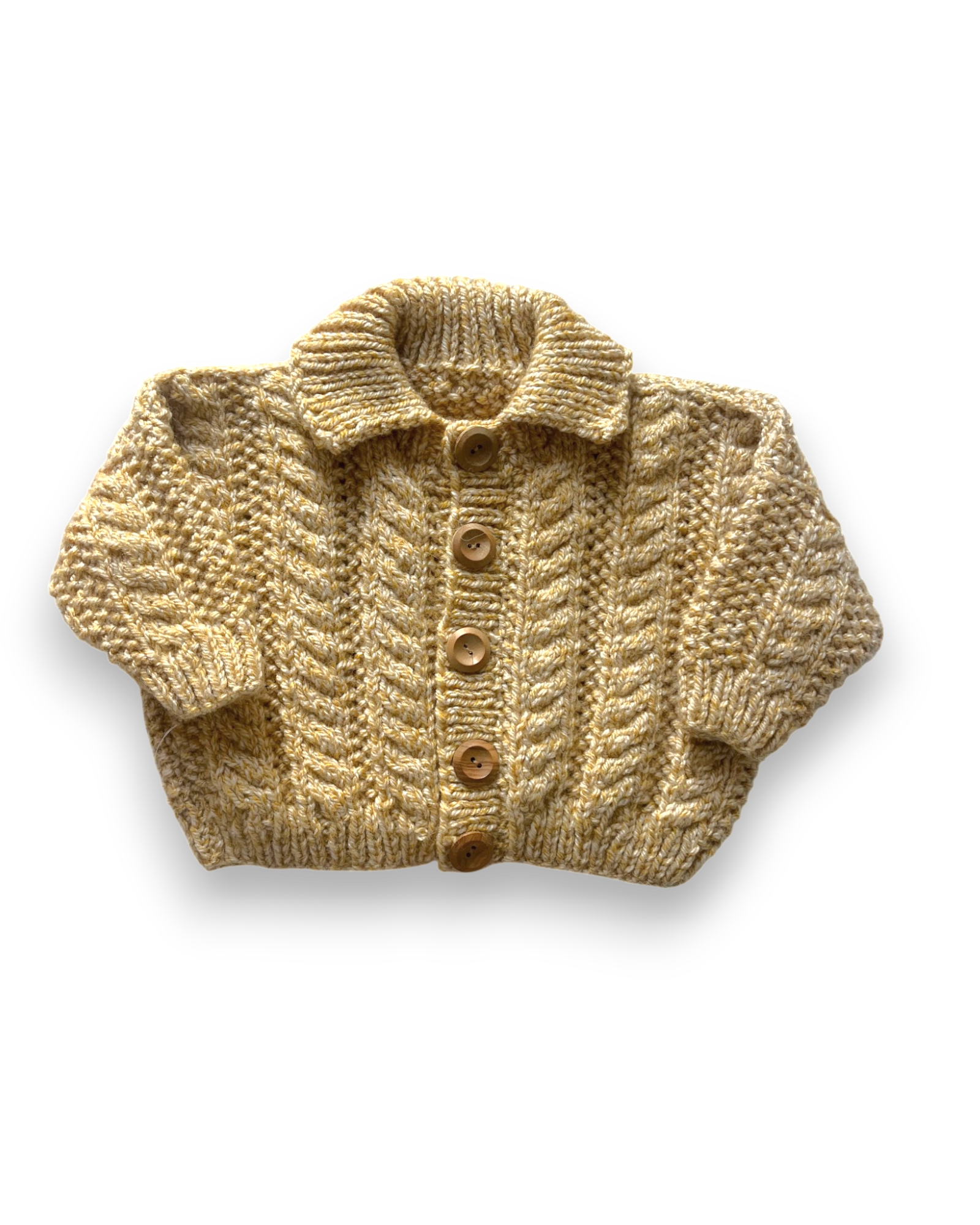 Personalised Biscuit mix Hand knitted cardigan 3-6 months