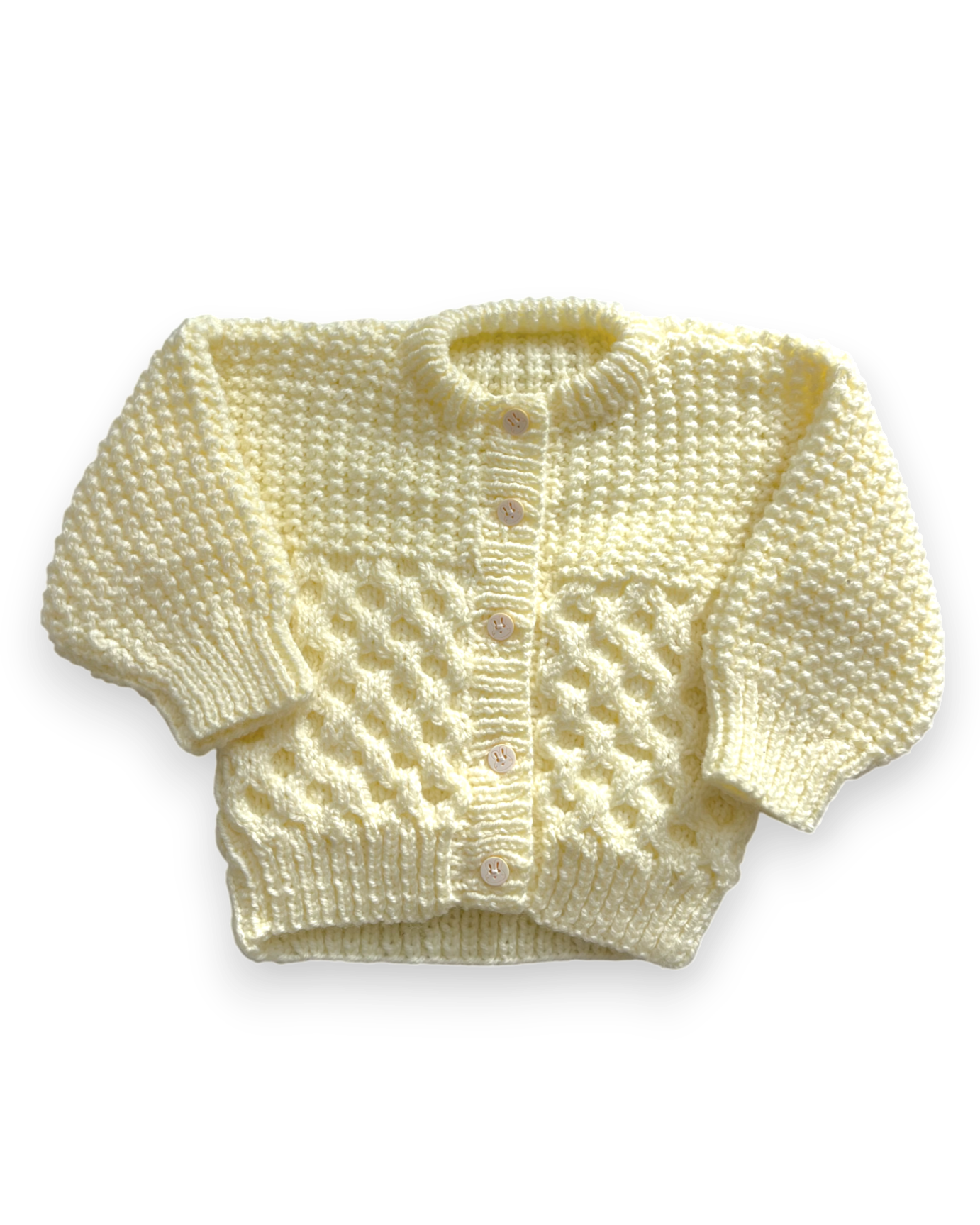 Personalised buttermilk hand knitted cardigan 6-12 month