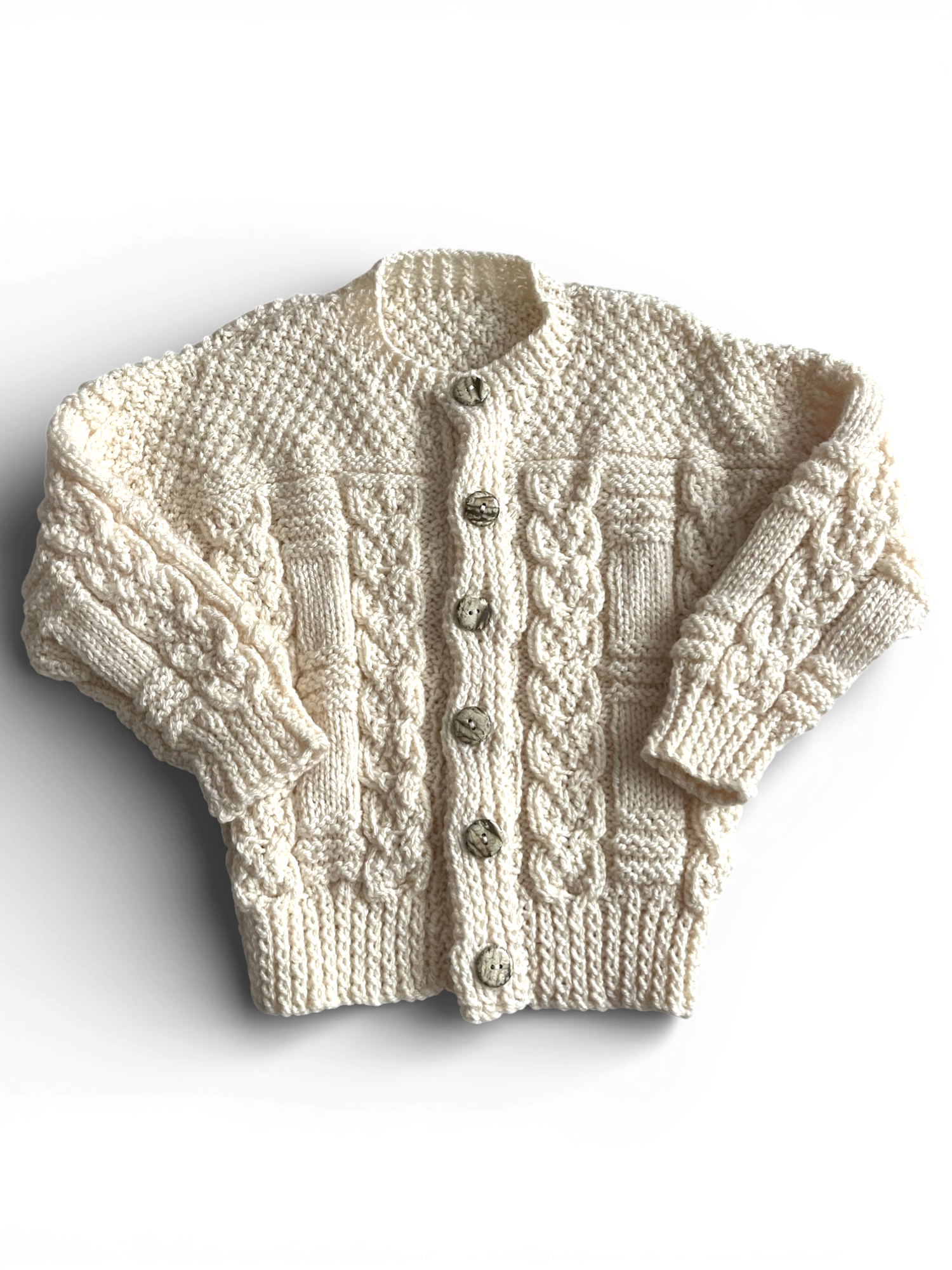 Personalised Cream hand knitted cardigan 3-4 years