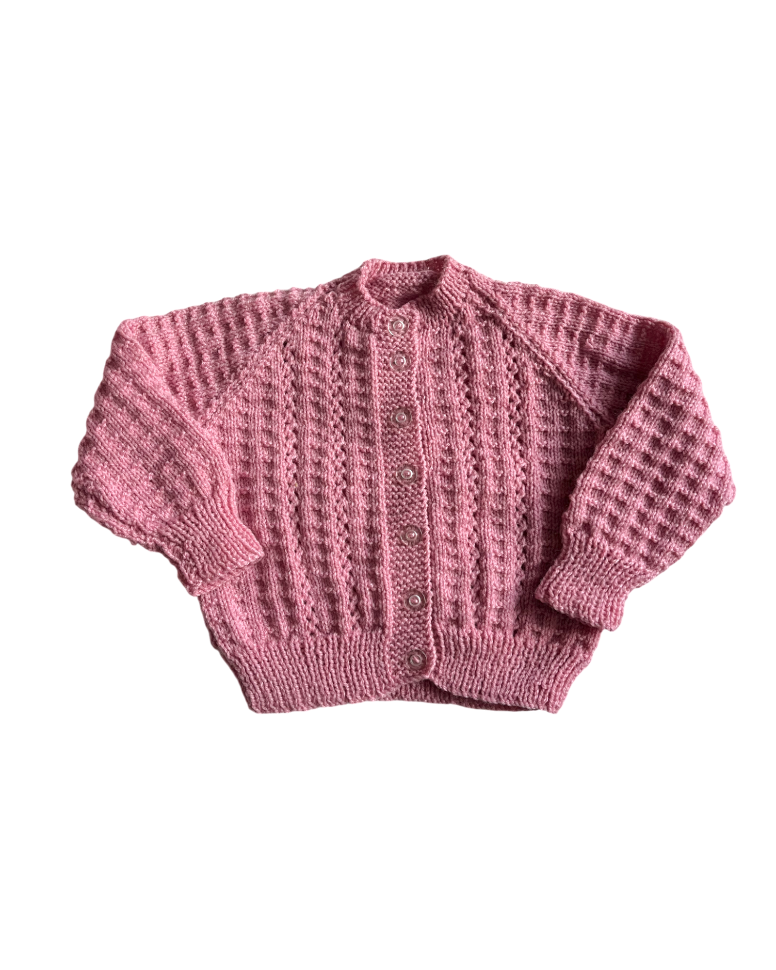 Personalised Pink hand knitted cardigan 1-2 years