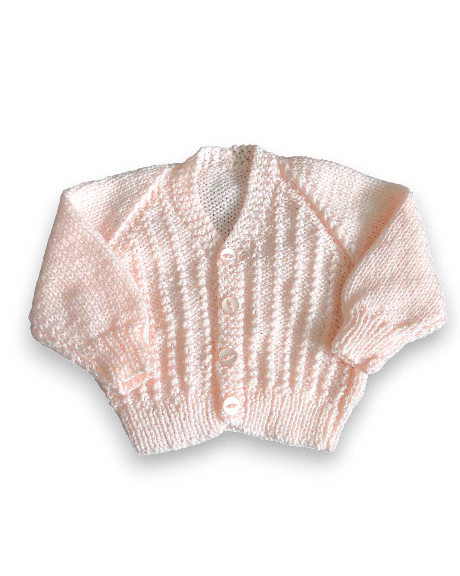 Personalised pink hand knitted cardigan 0-3