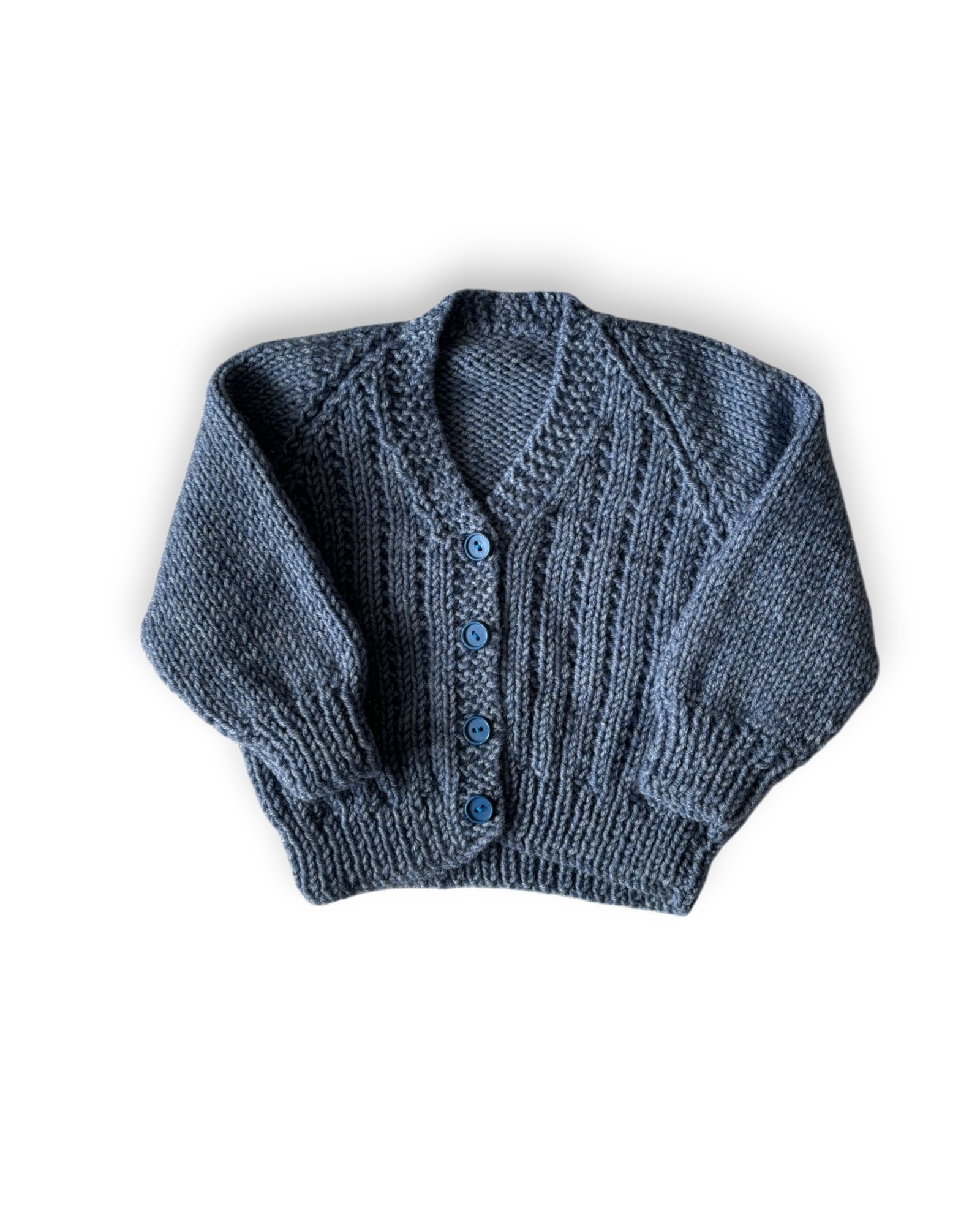 Personalised Blue  hand knitted cardigan 3-6 months