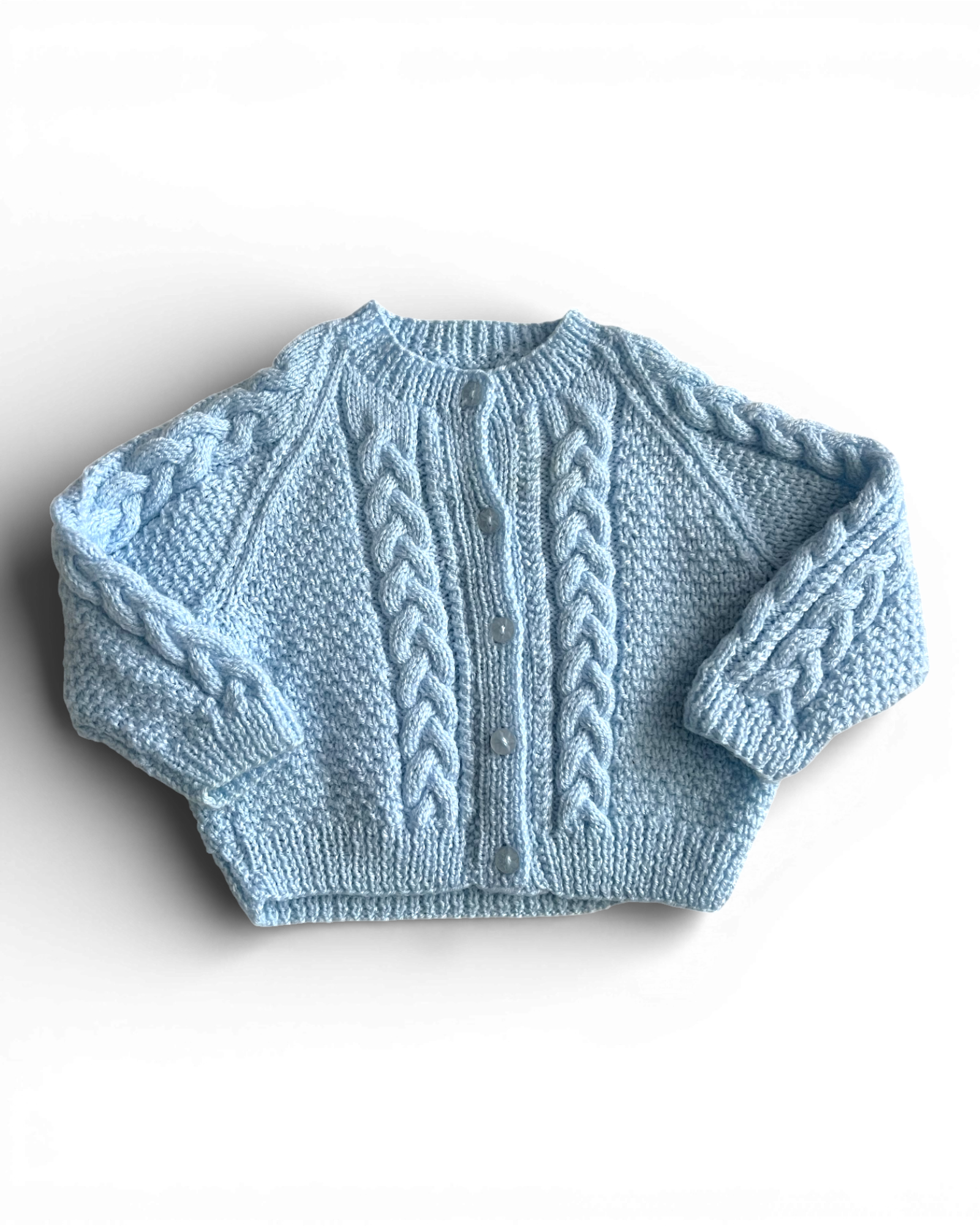 Personalised Blue hand knitted cardigan 0-3 months
