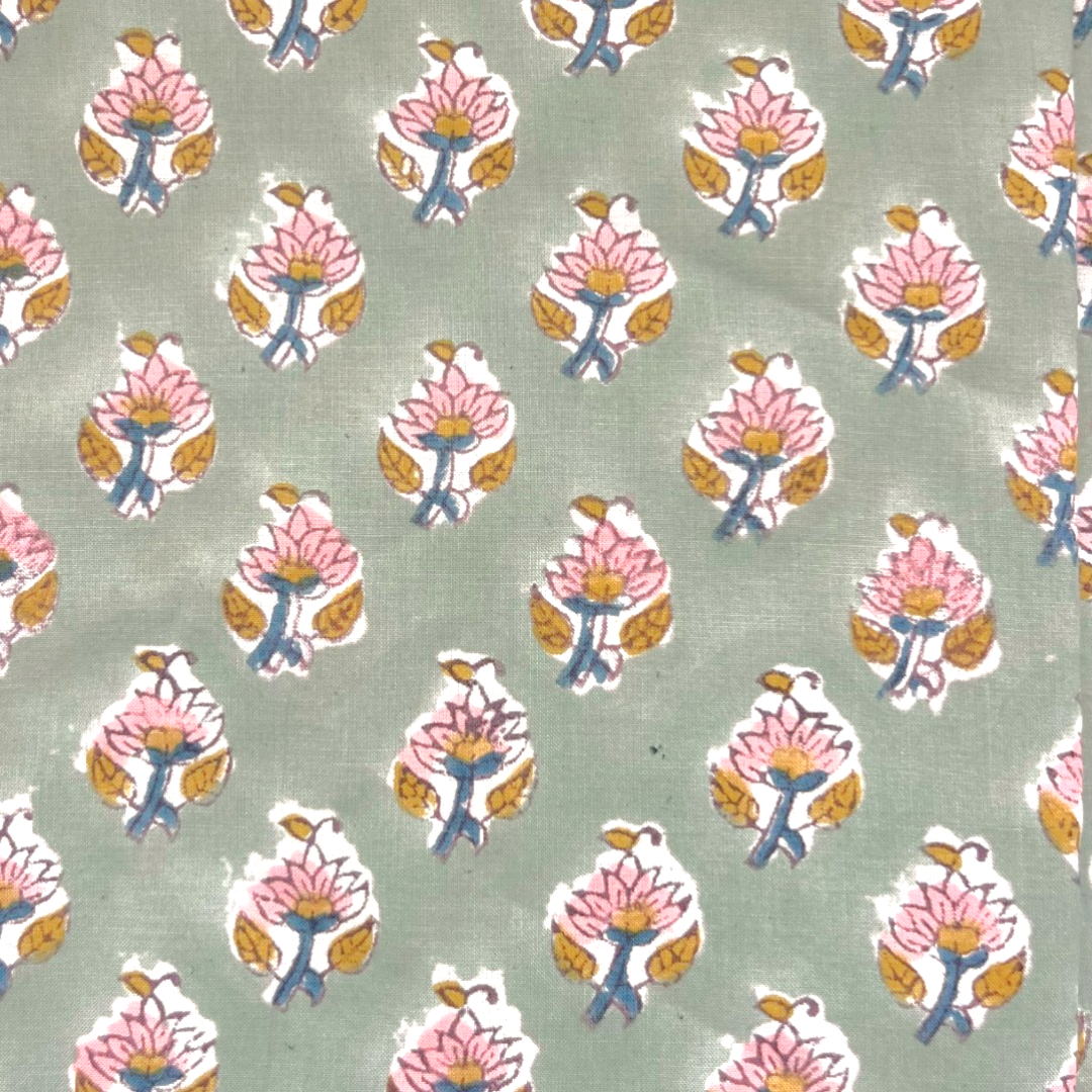 17.Phoebe Green Indian Block print cotton