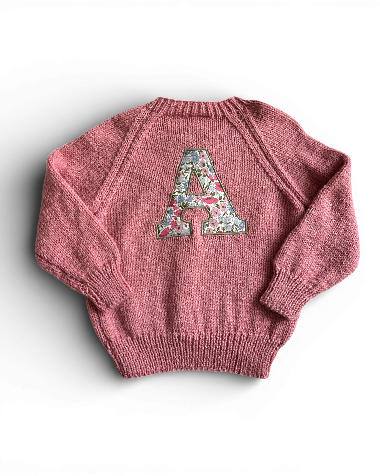 A initial Pink hand knitted cardigan 2-3 years