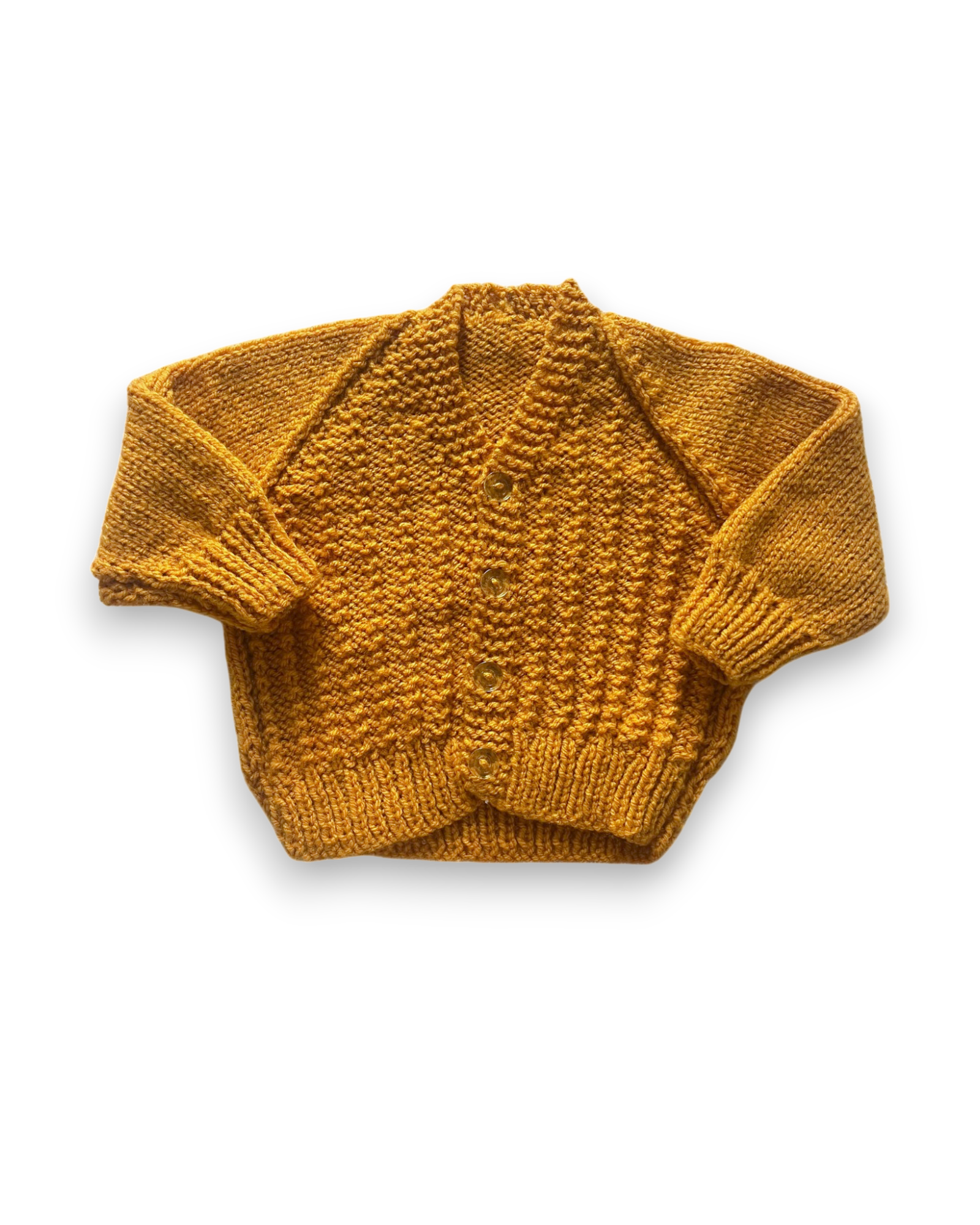 Personalised Mustard hand knitted cardigan 0-4 months