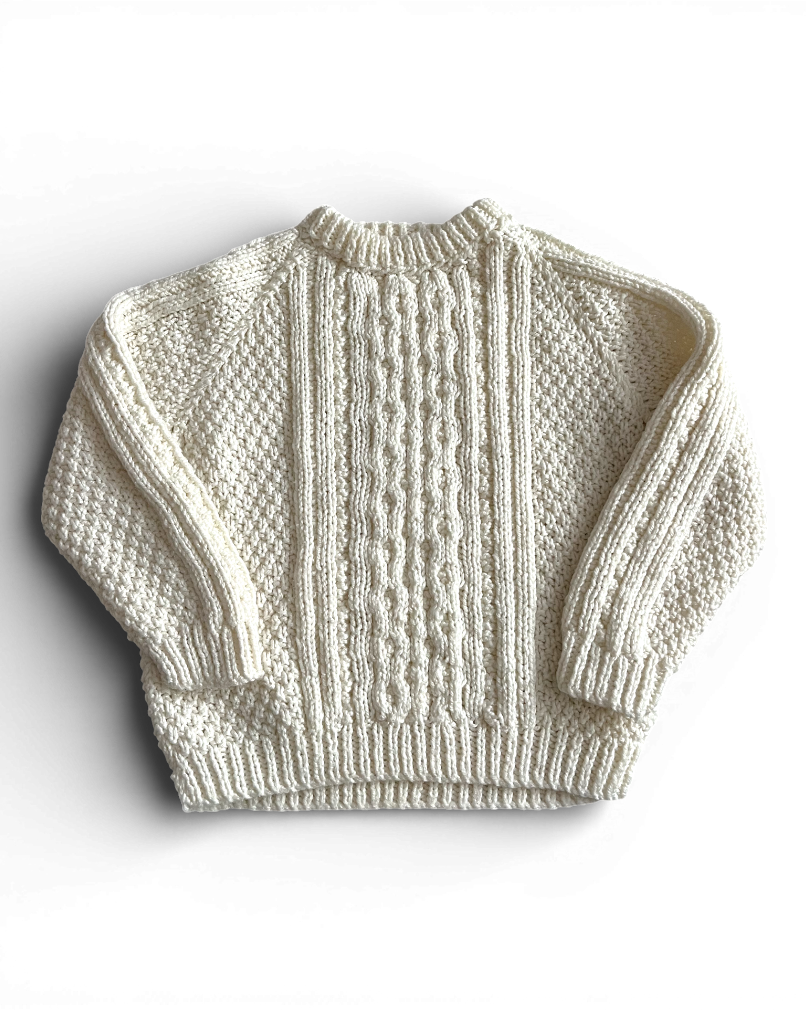 Front Initial Cream Aran Hand knitted Jumper 3-4