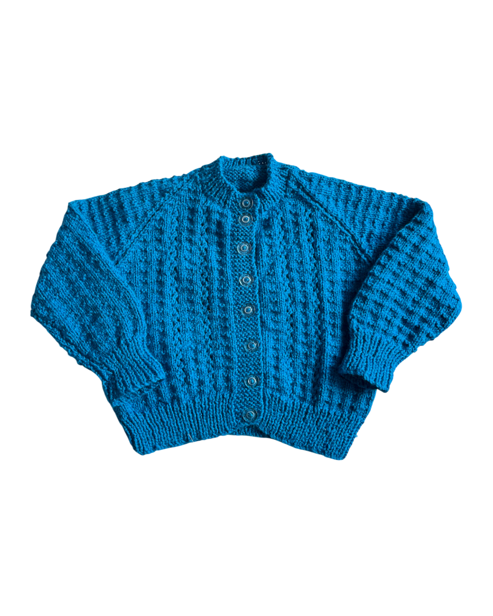 Personalised Blue hand knitted cardigan 1-2 years